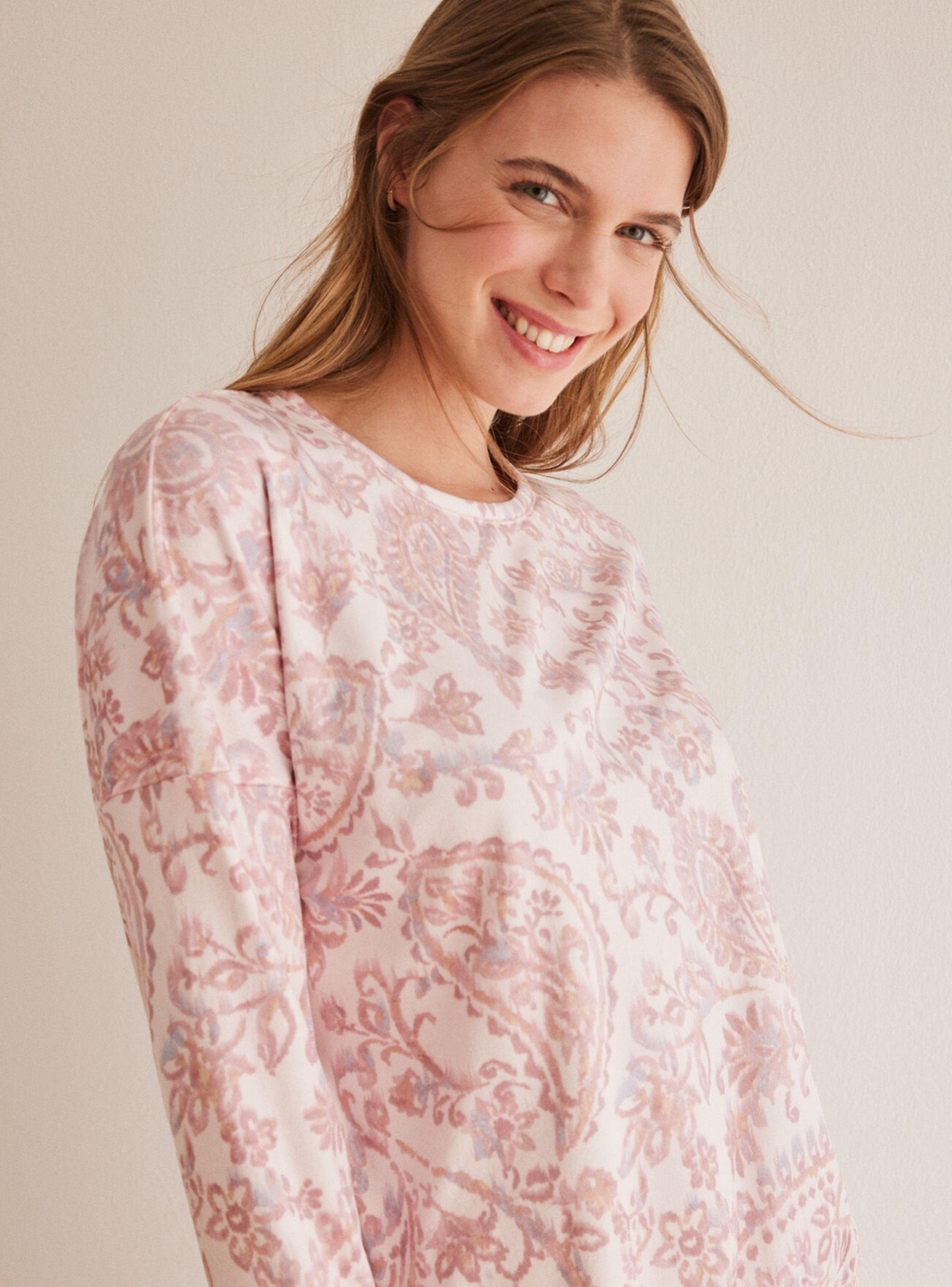 Pijama Largo Rosa Paisley-3