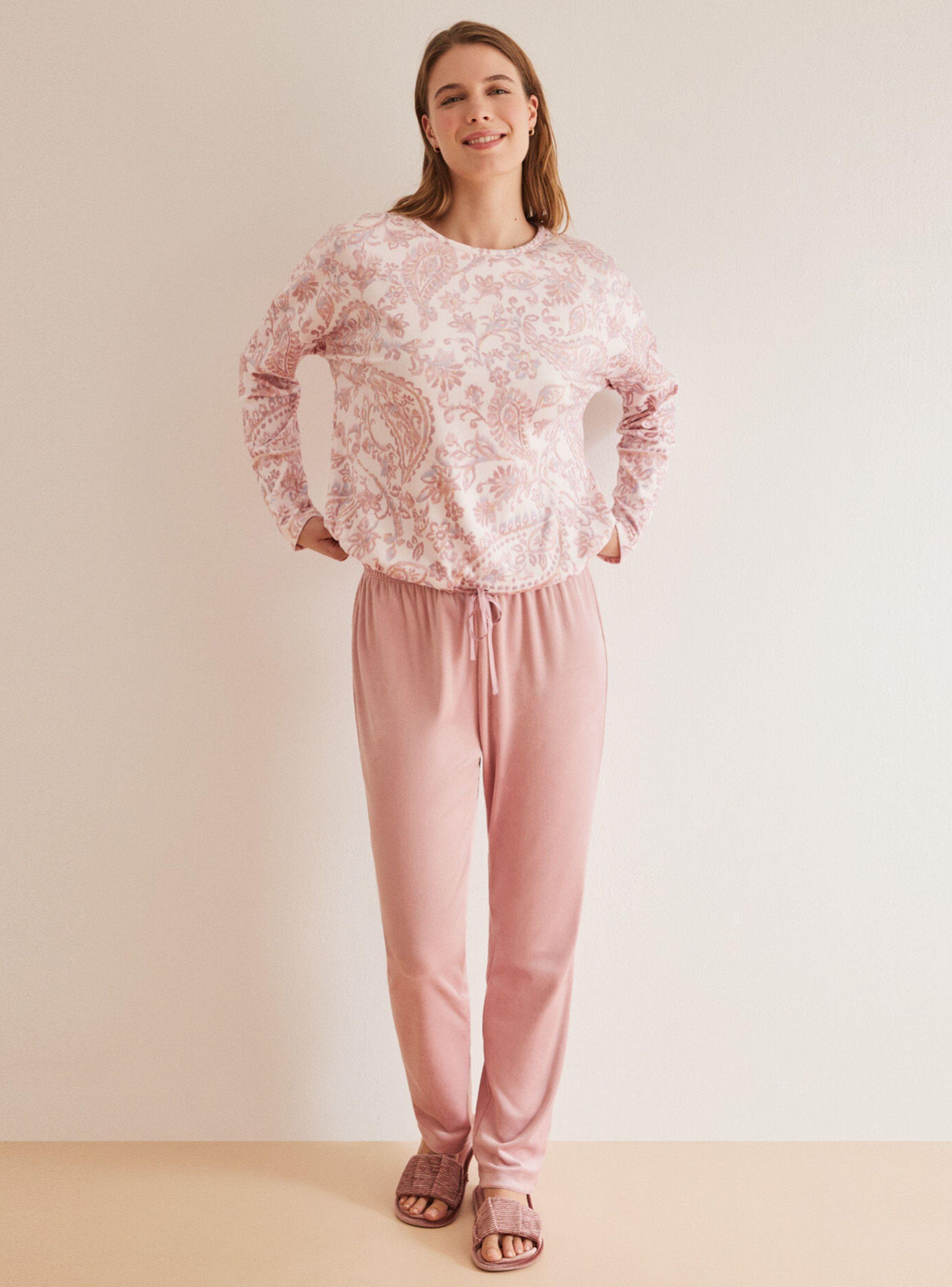 Pijama Largo Rosa Paisley-0