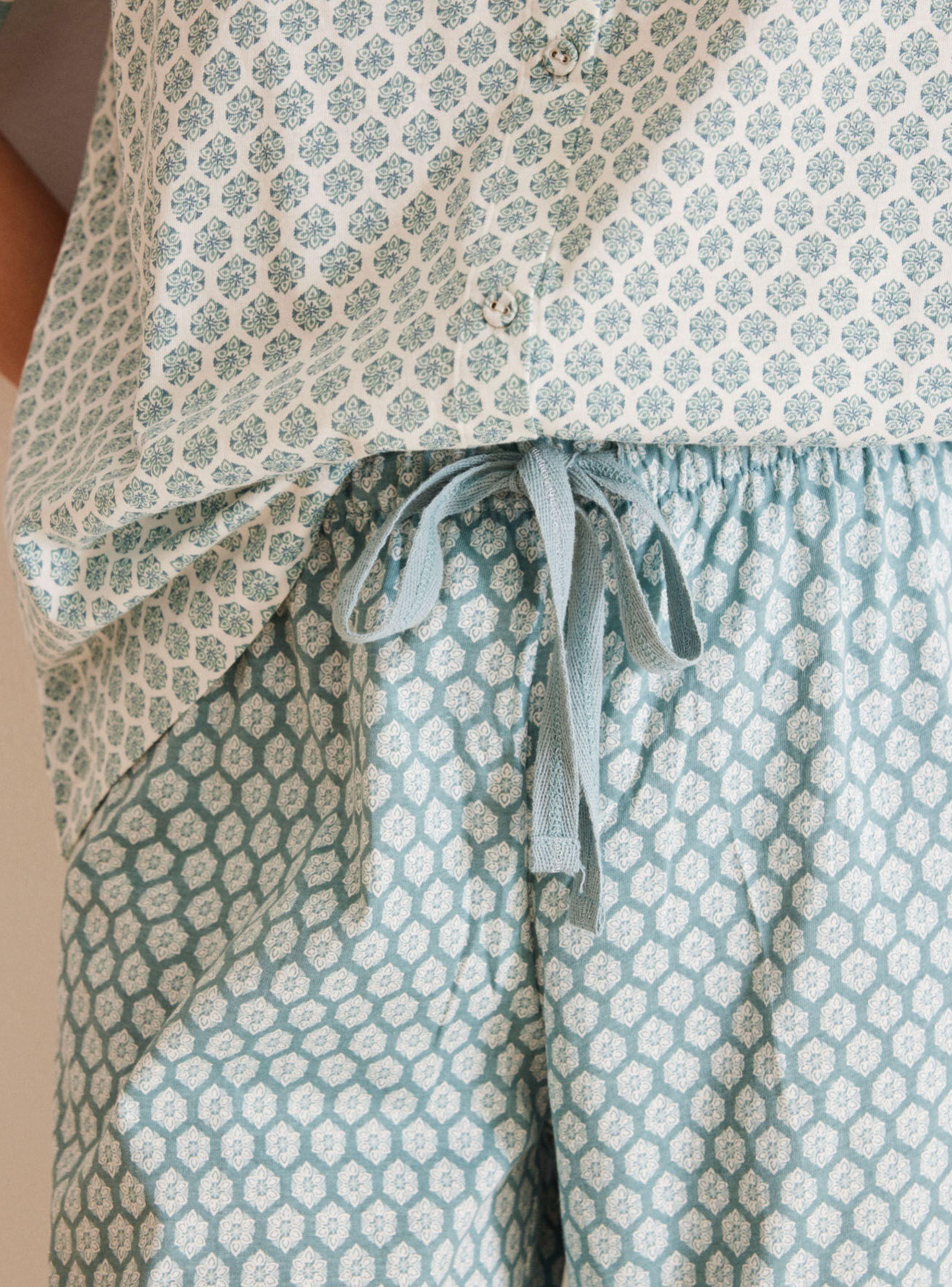 Pijama Camisero Algodón Sello Flor-3