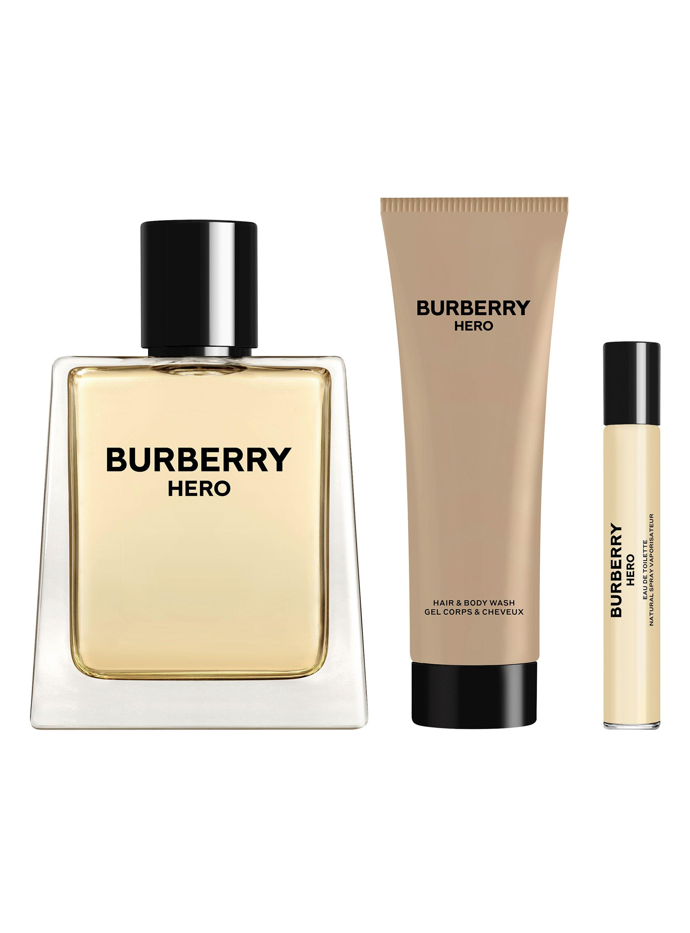 Set Perfume Burberry Hero EDT Hombre 100 ml + Hair & Body Wash 75 ml + EDT 7.5 ml-0