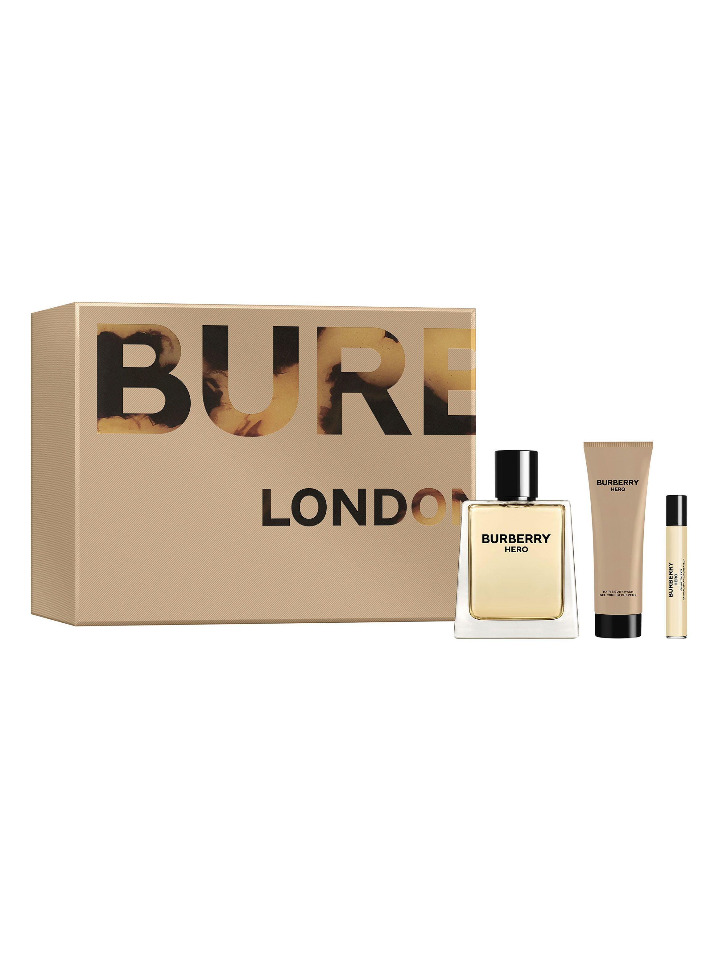Set Perfume Burberry Hero EDT Hombre 100 ml + Hair & Body Wash 75 ml + EDT 7.5 ml-1