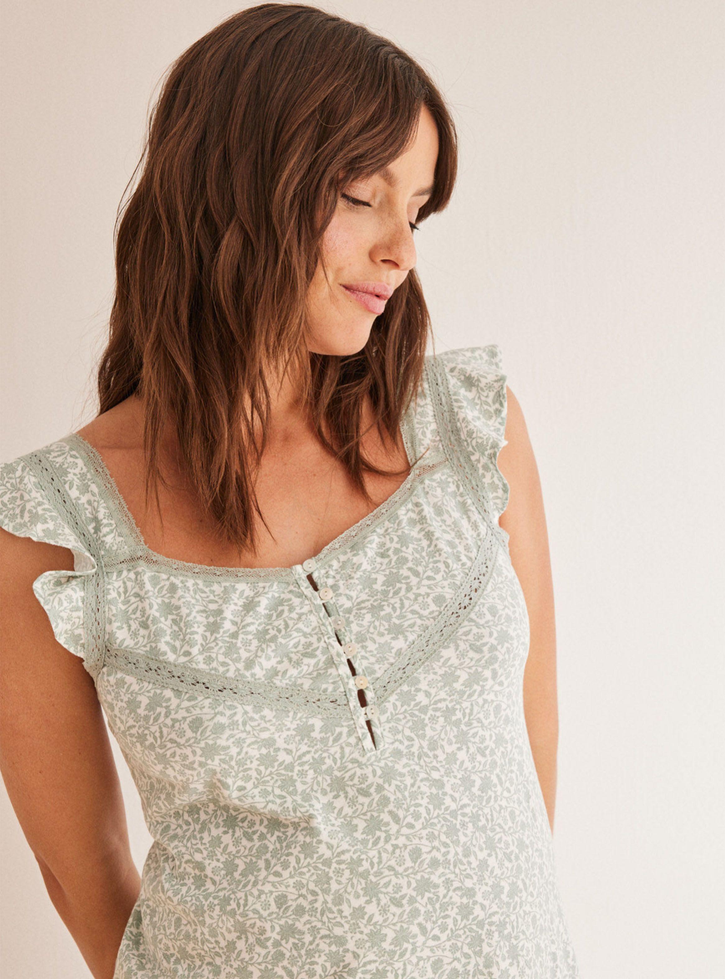 Camisa de Dormir Maternity Flores Tirante Volante-2