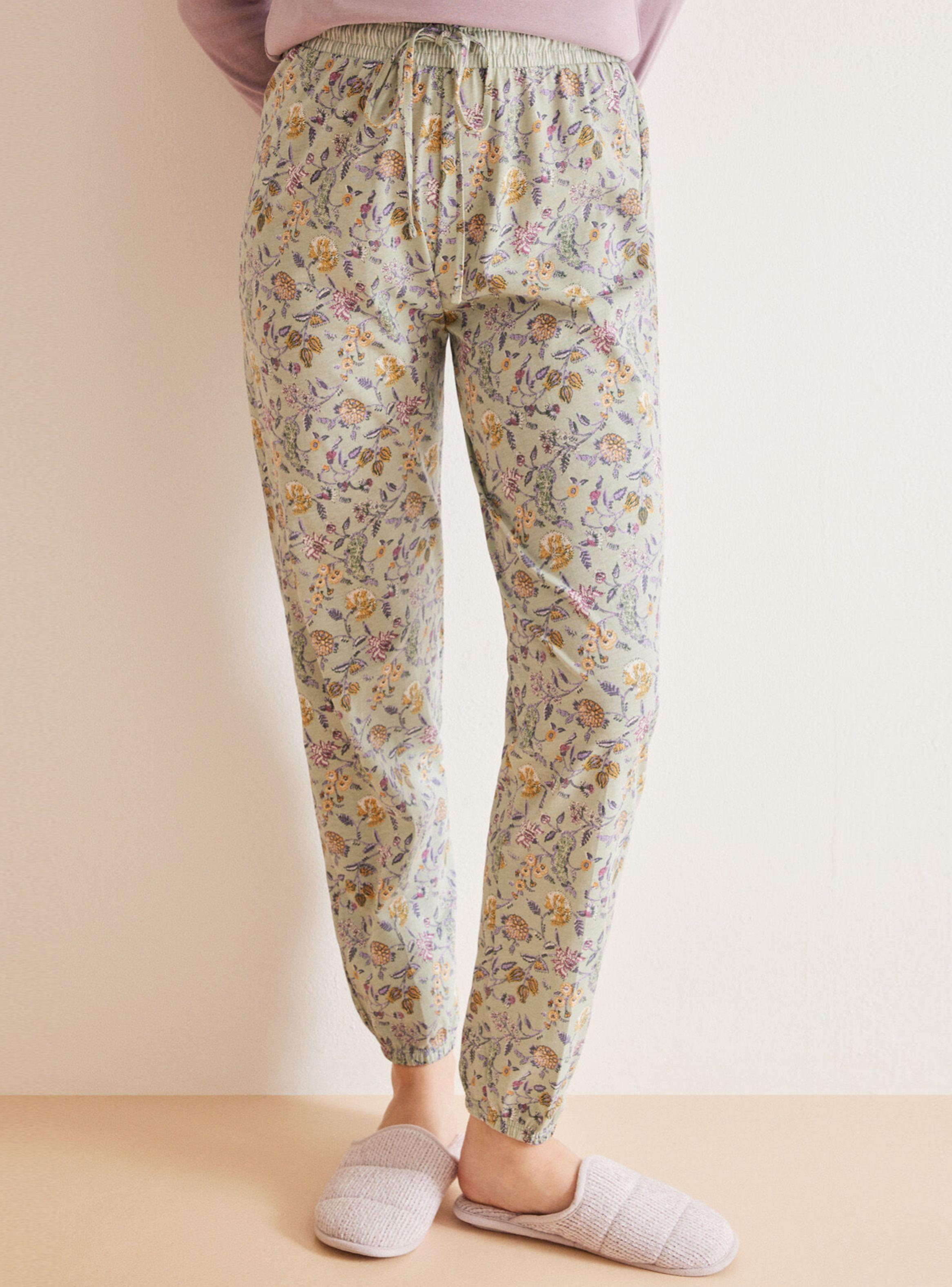 Pantalón Pijama Largo Algodón Skinny Flores-2