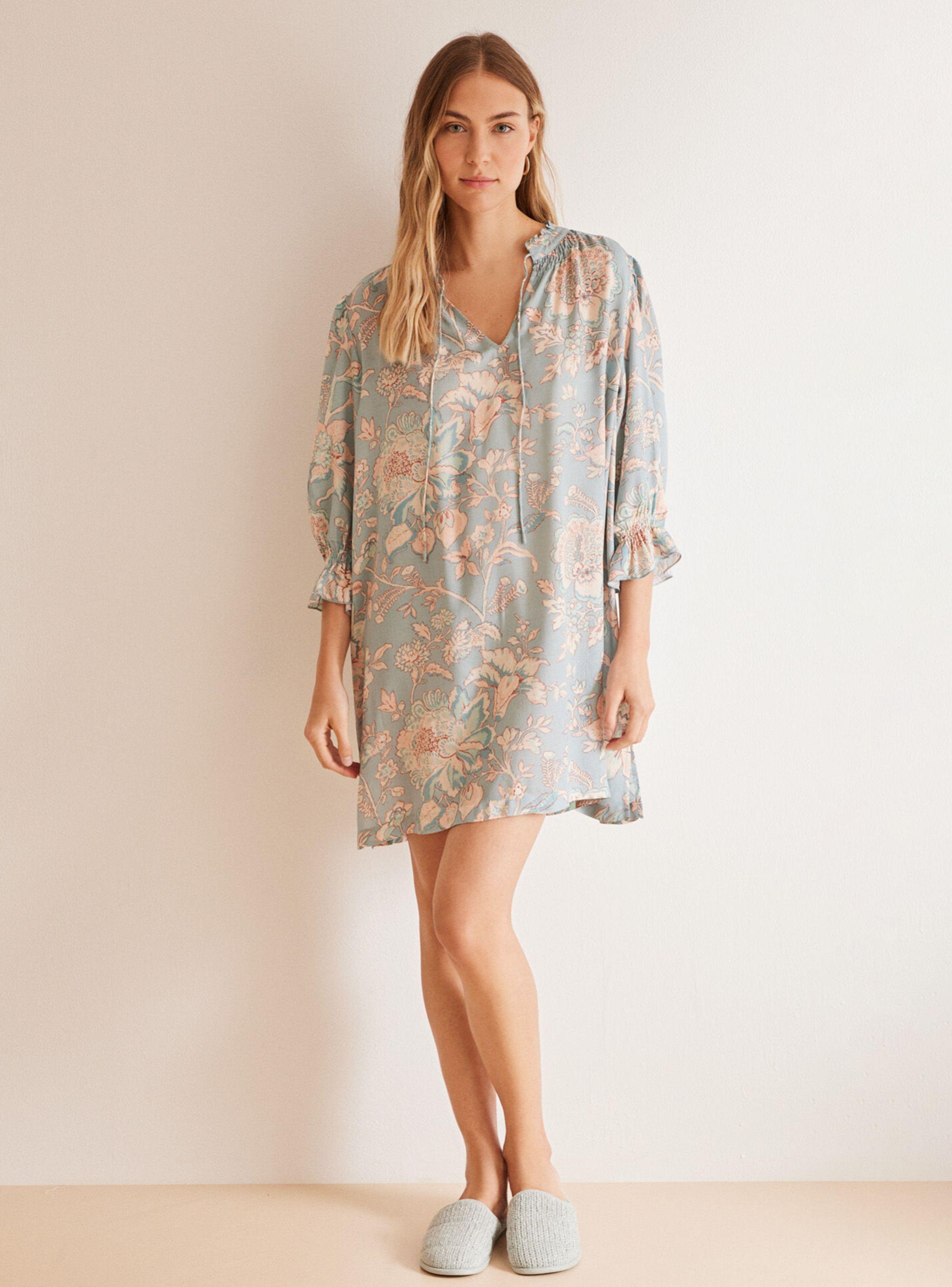 Camisa de Dormir Viscosa Estampado Flores-3