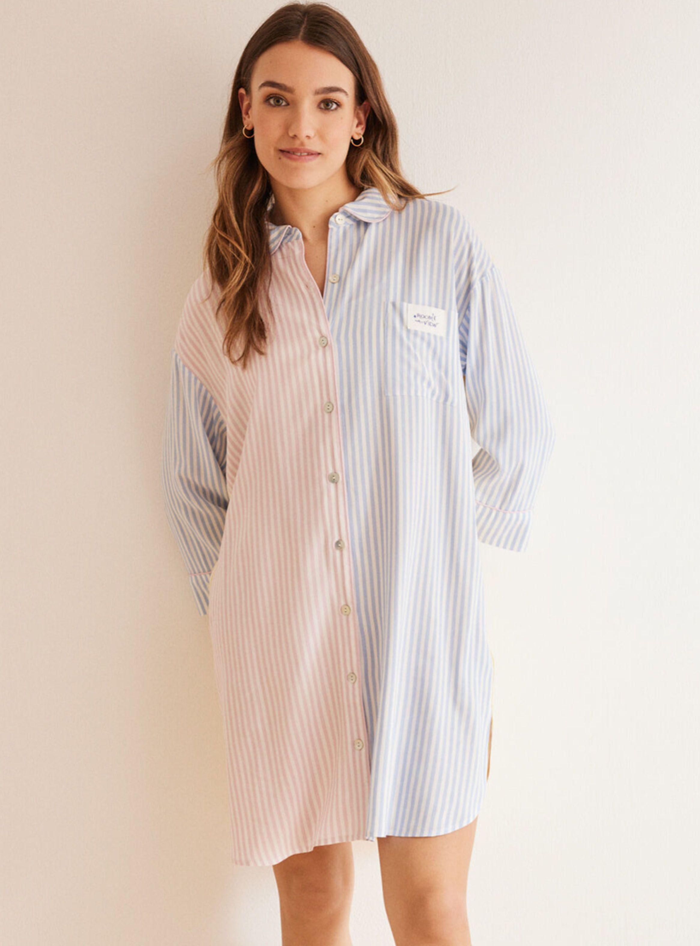 Camisa de Dormir Viscosa Multicolor Rayas-0