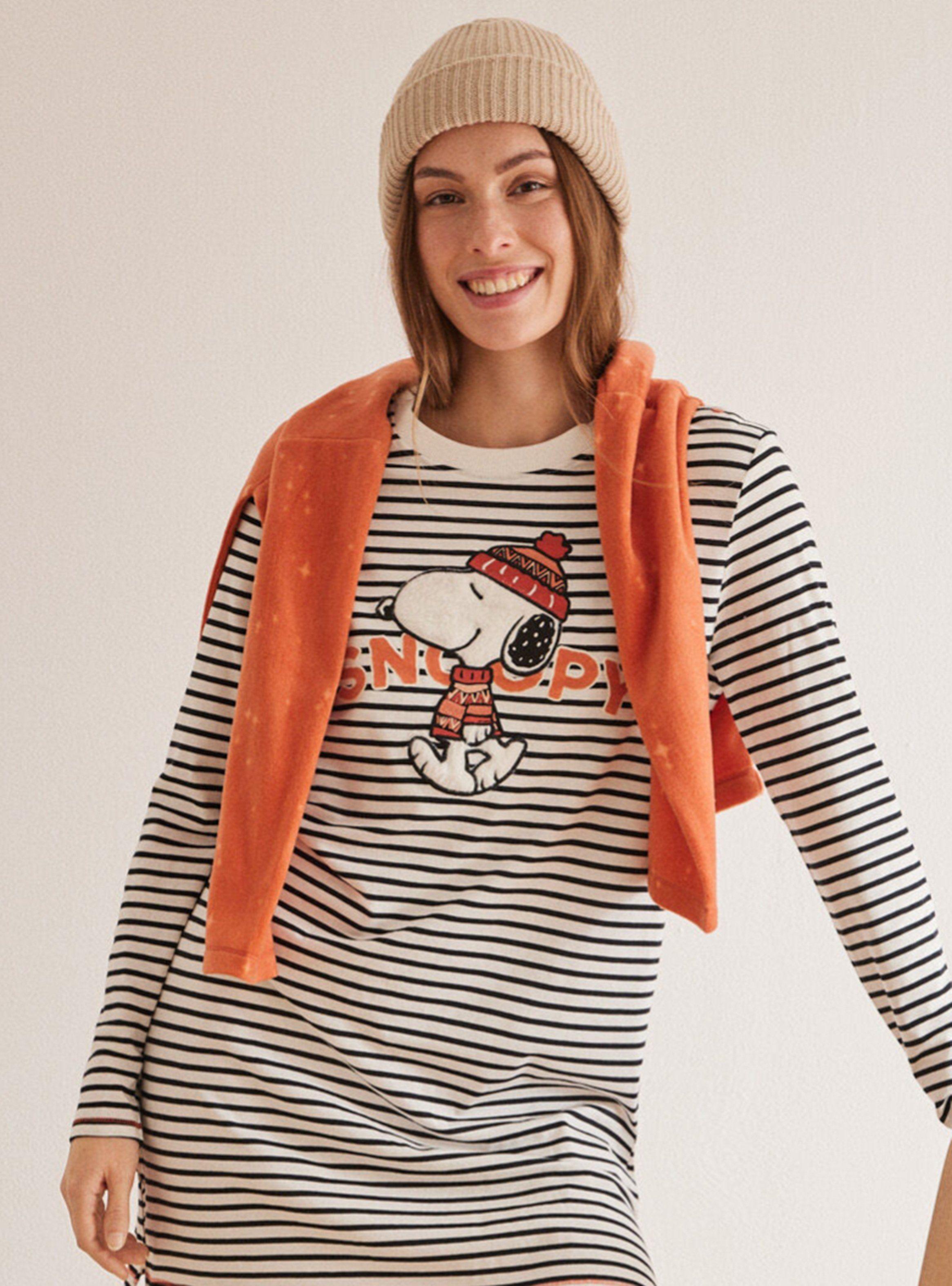 Camisa De Dormir Algodón Rayas Snoopy-2