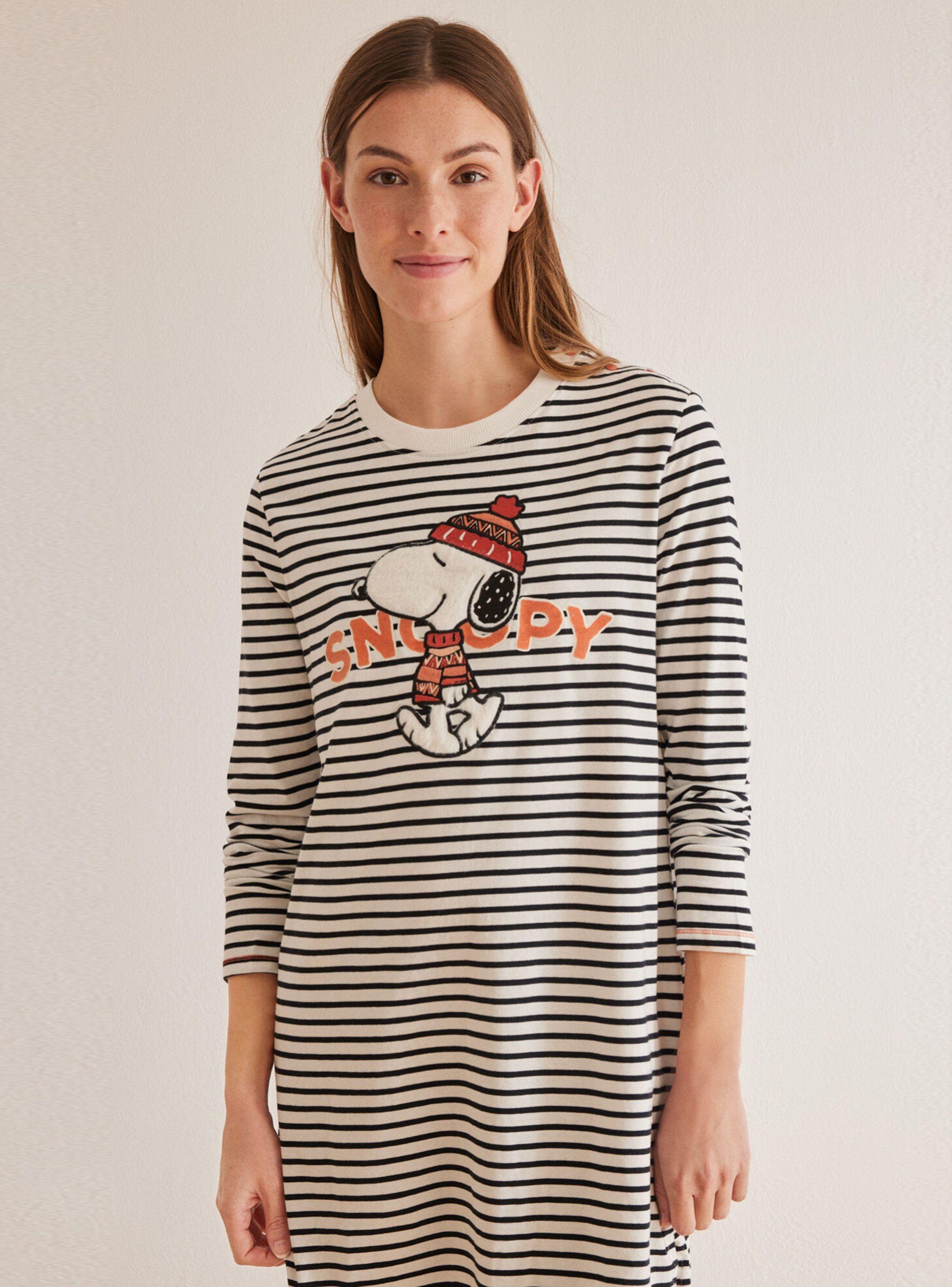 Camisa De Dormir Algodón Rayas Snoopy-0