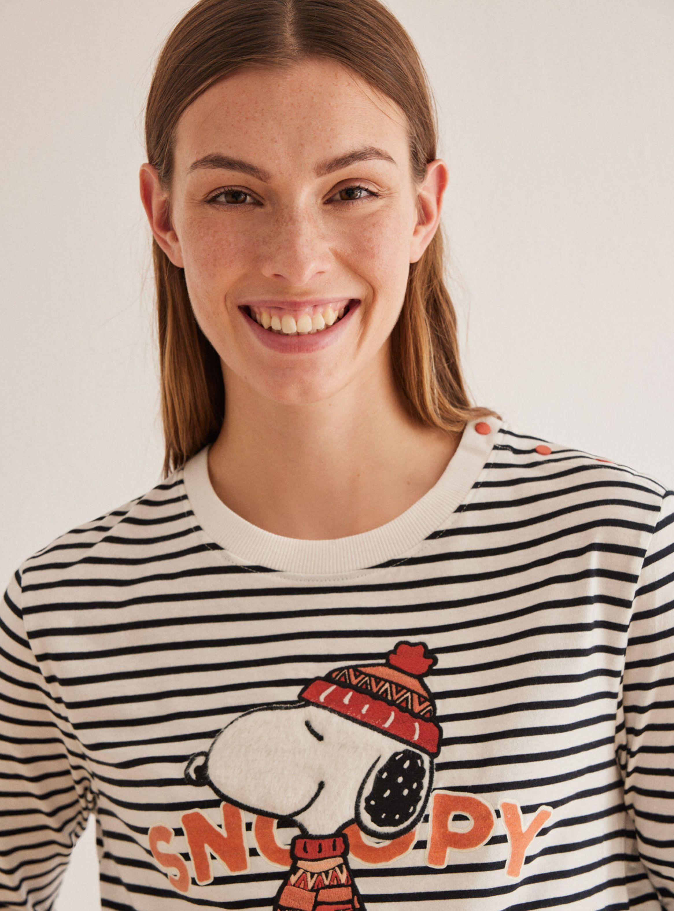 Camisa De Dormir Algodón Rayas Snoopy-1