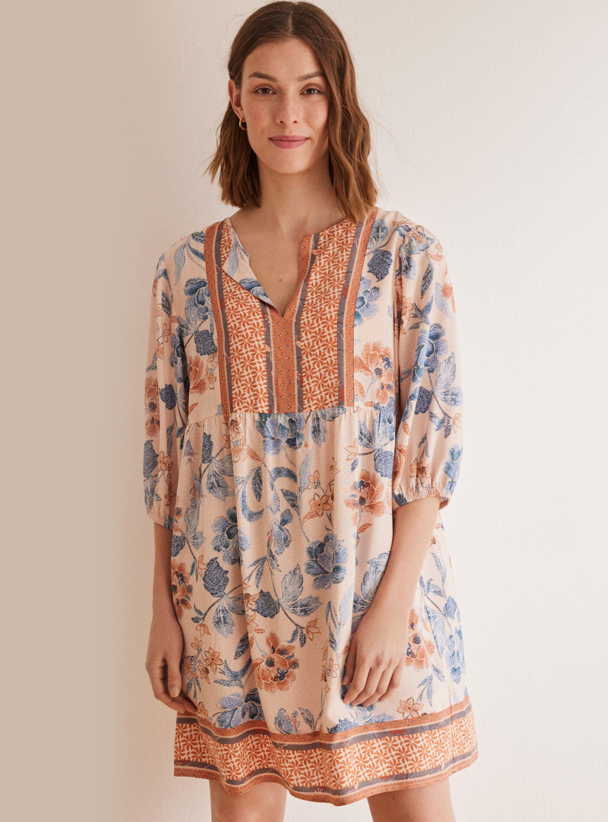 Vestido Manga Abullonada Flores-0