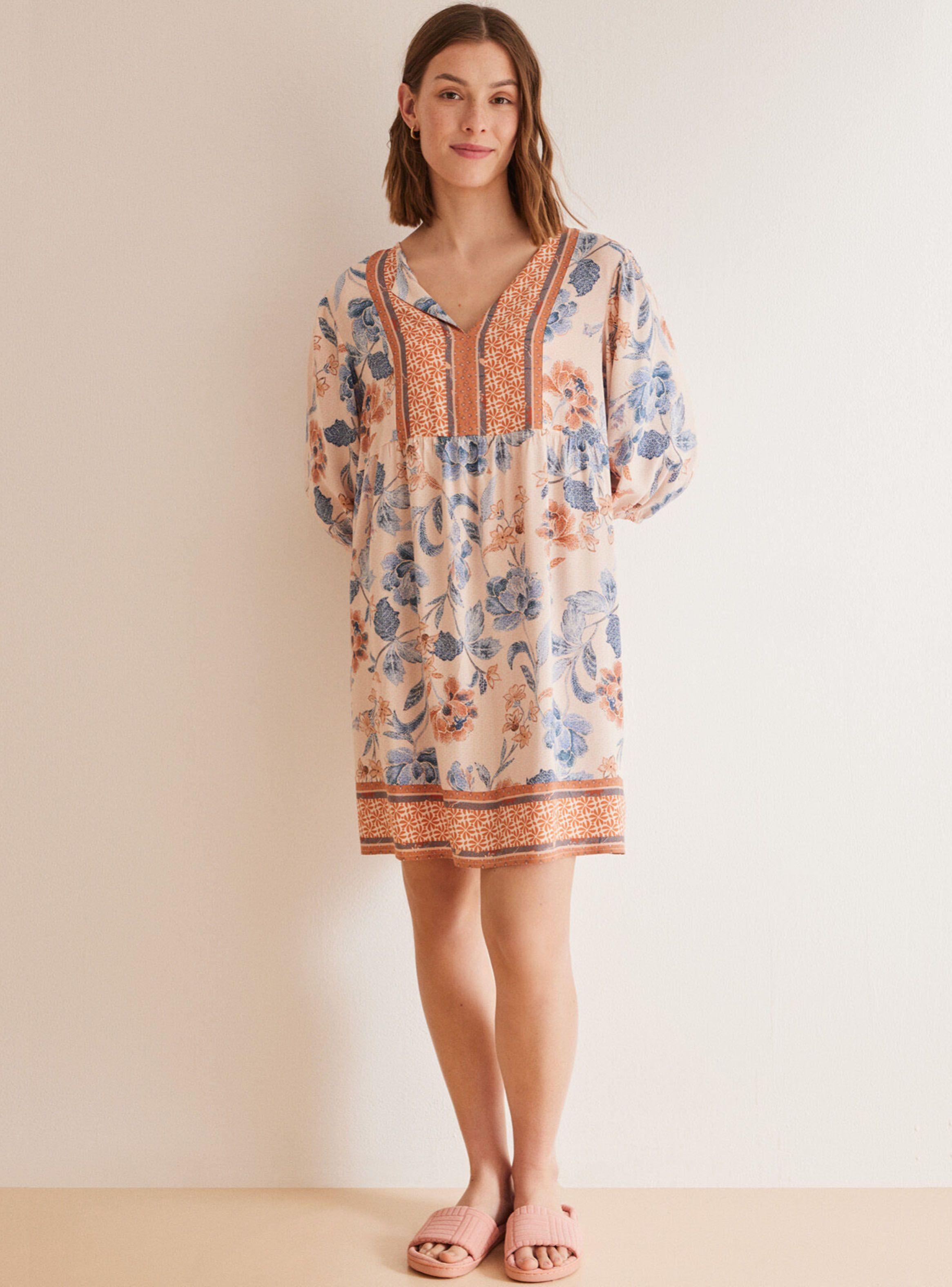 Vestido Manga Abullonada Flores-3