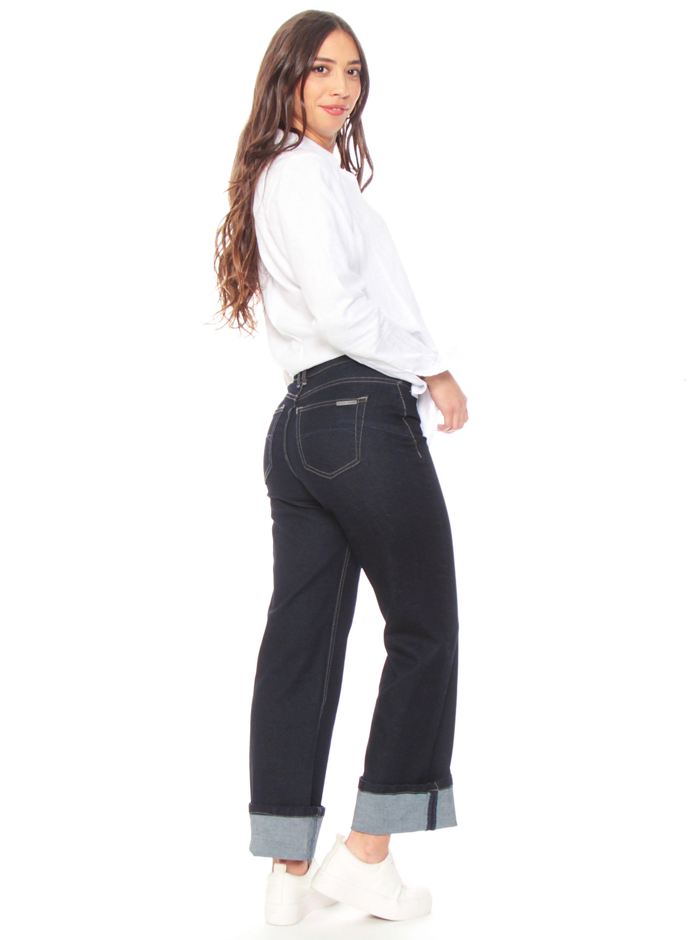 Jeans Recto Tiro Alto Basta Roll Up Push Up Secret-3