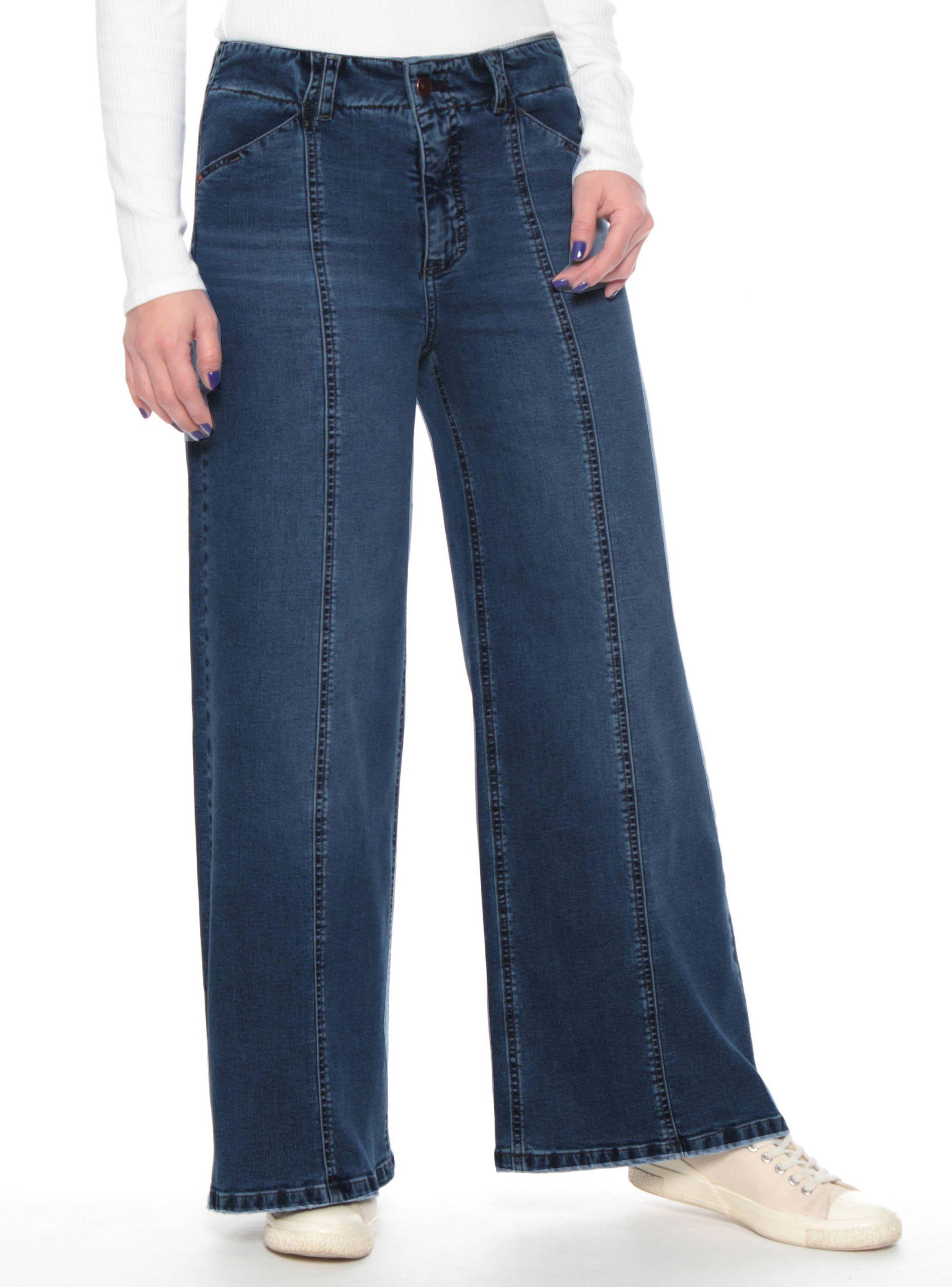 Jeans Wide Leg Tiro Alto Interna Botón Bolsillos Vivo-0