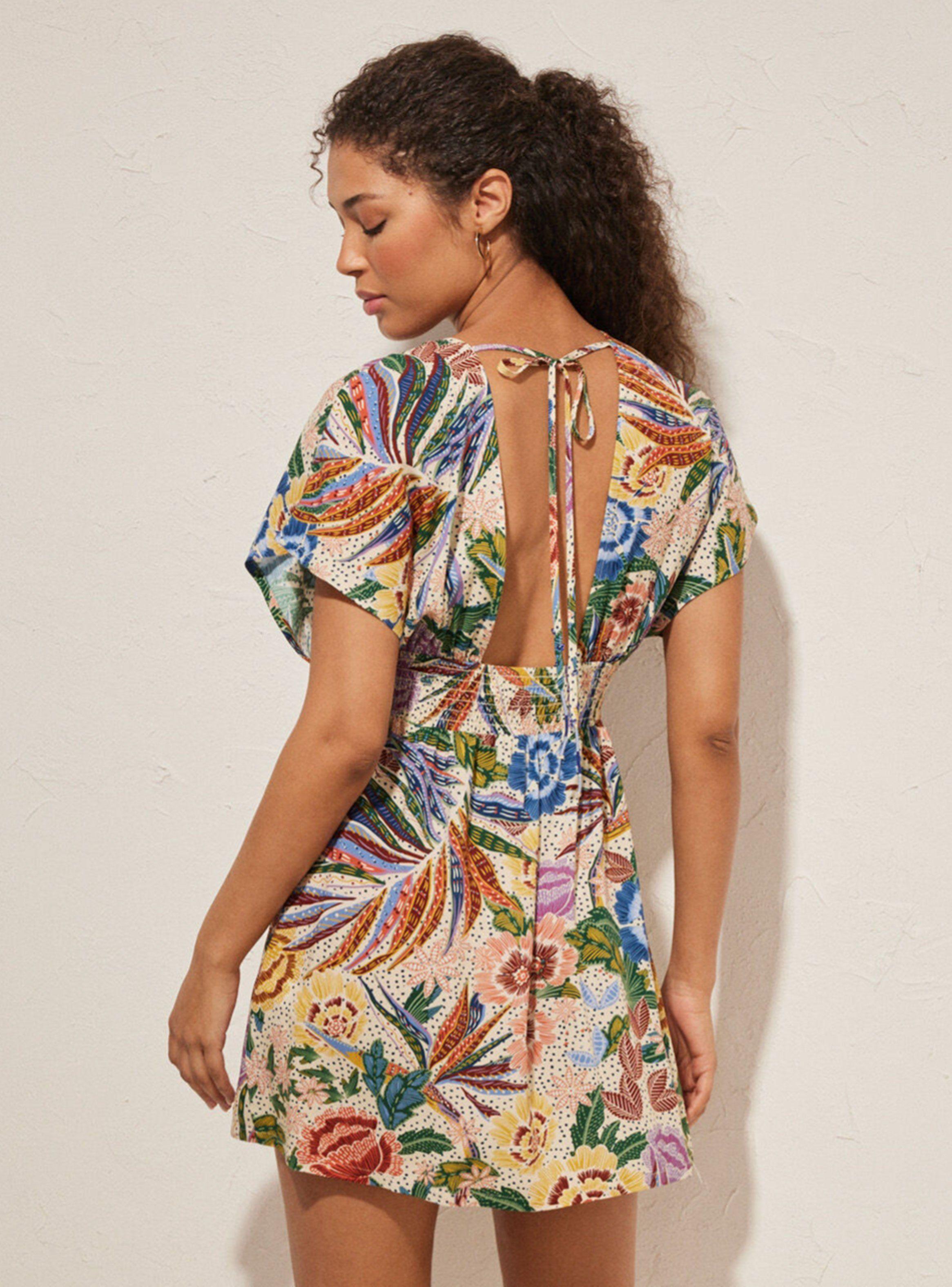 Vestido Corto Estampado Tropical-1