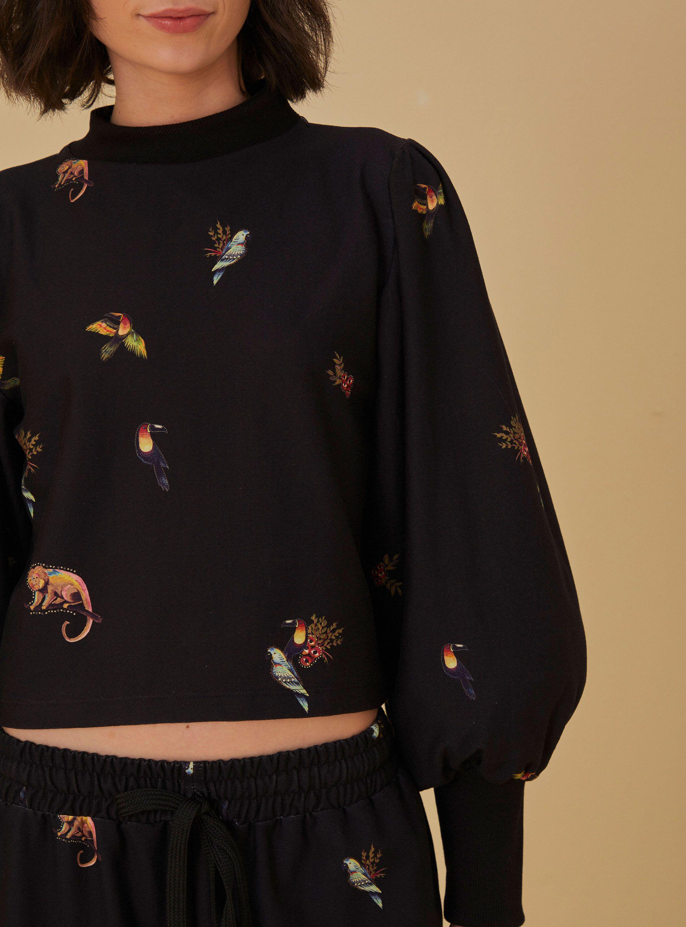 Polerón Manga Abullonada Detalle Pájaros-0