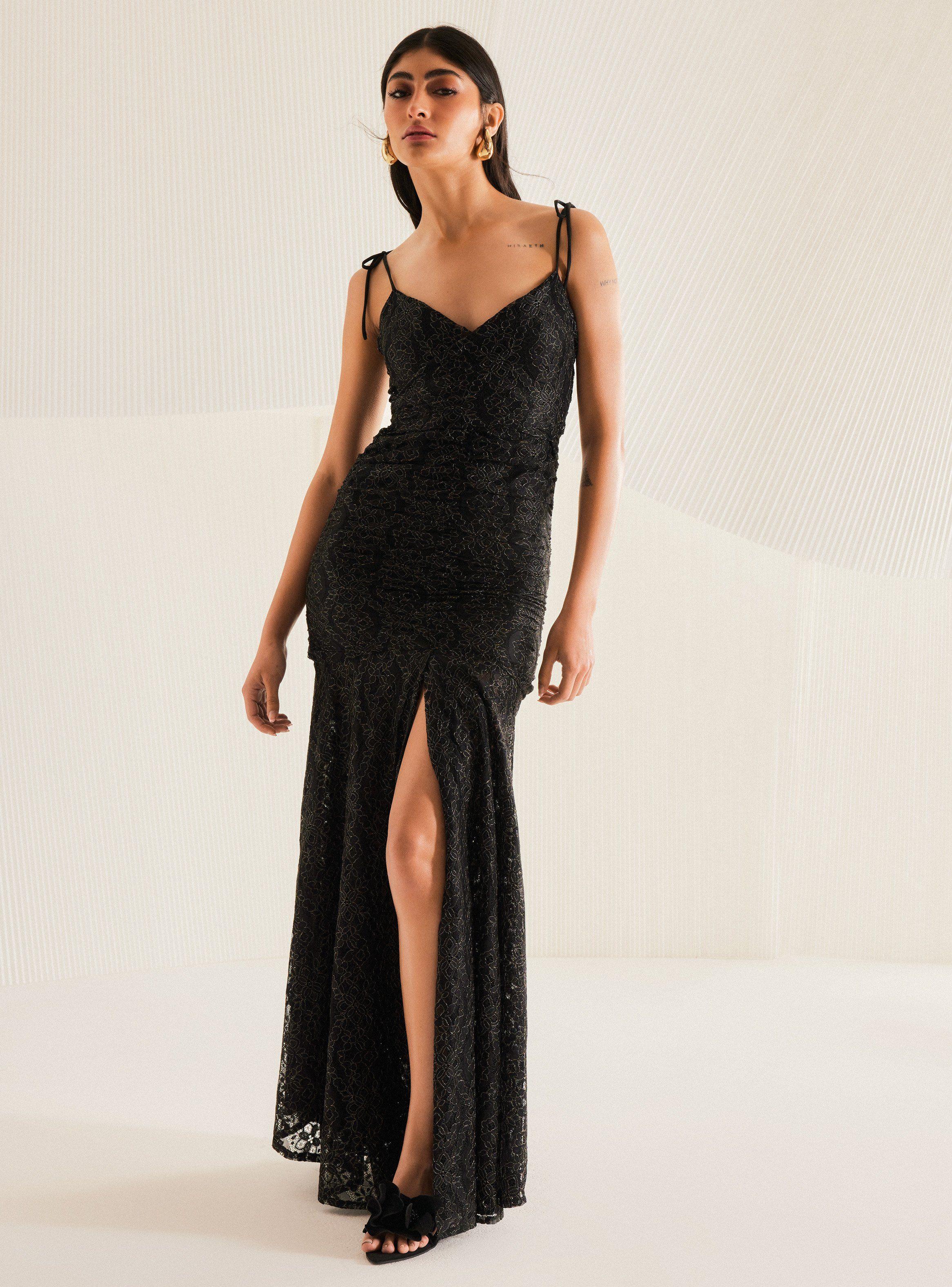 Vestido Colaboración María Guldman Drapeado de Encaje-4