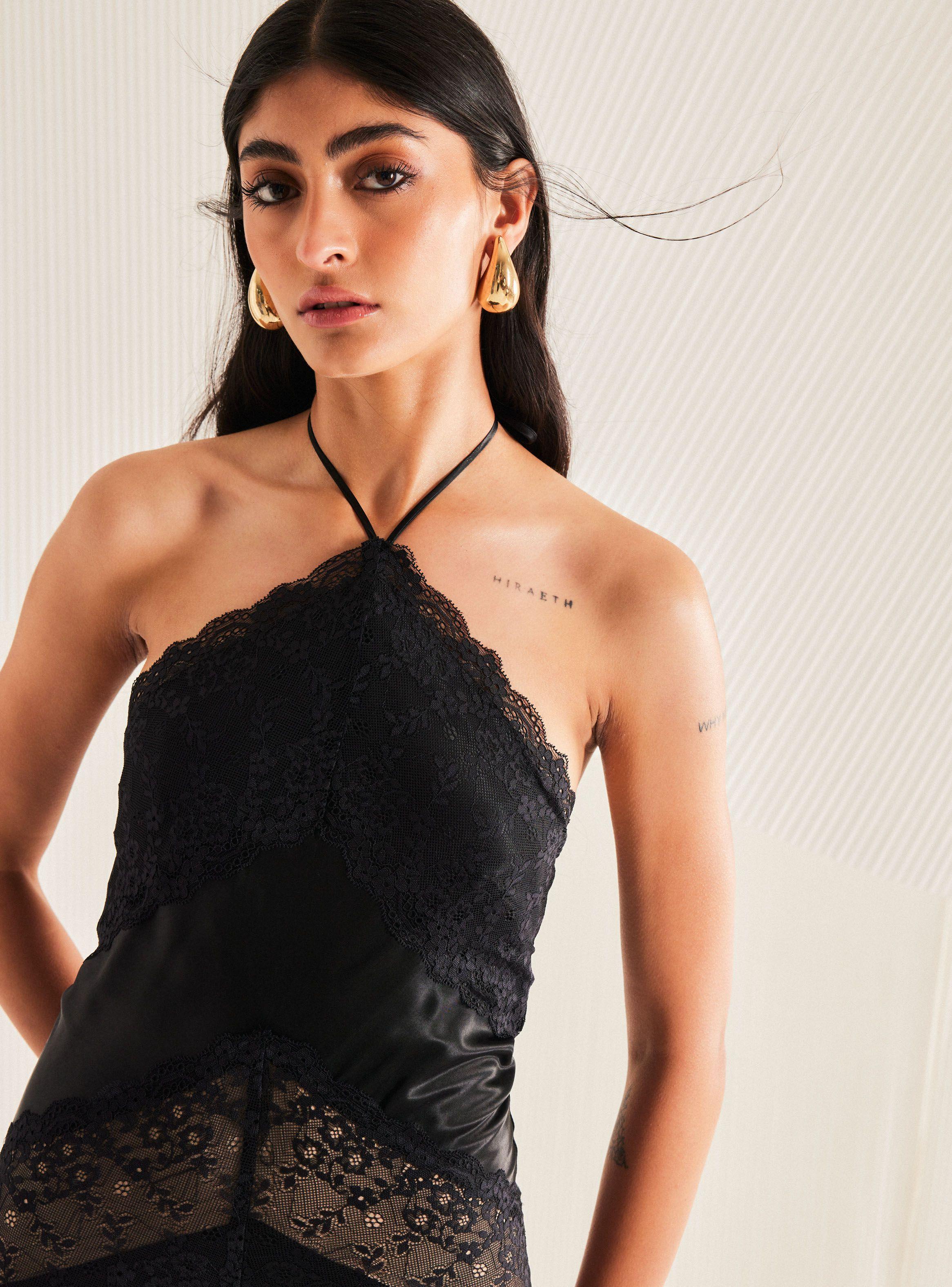 Vestido Colaboración María Guldman de Satín y Encaje-2