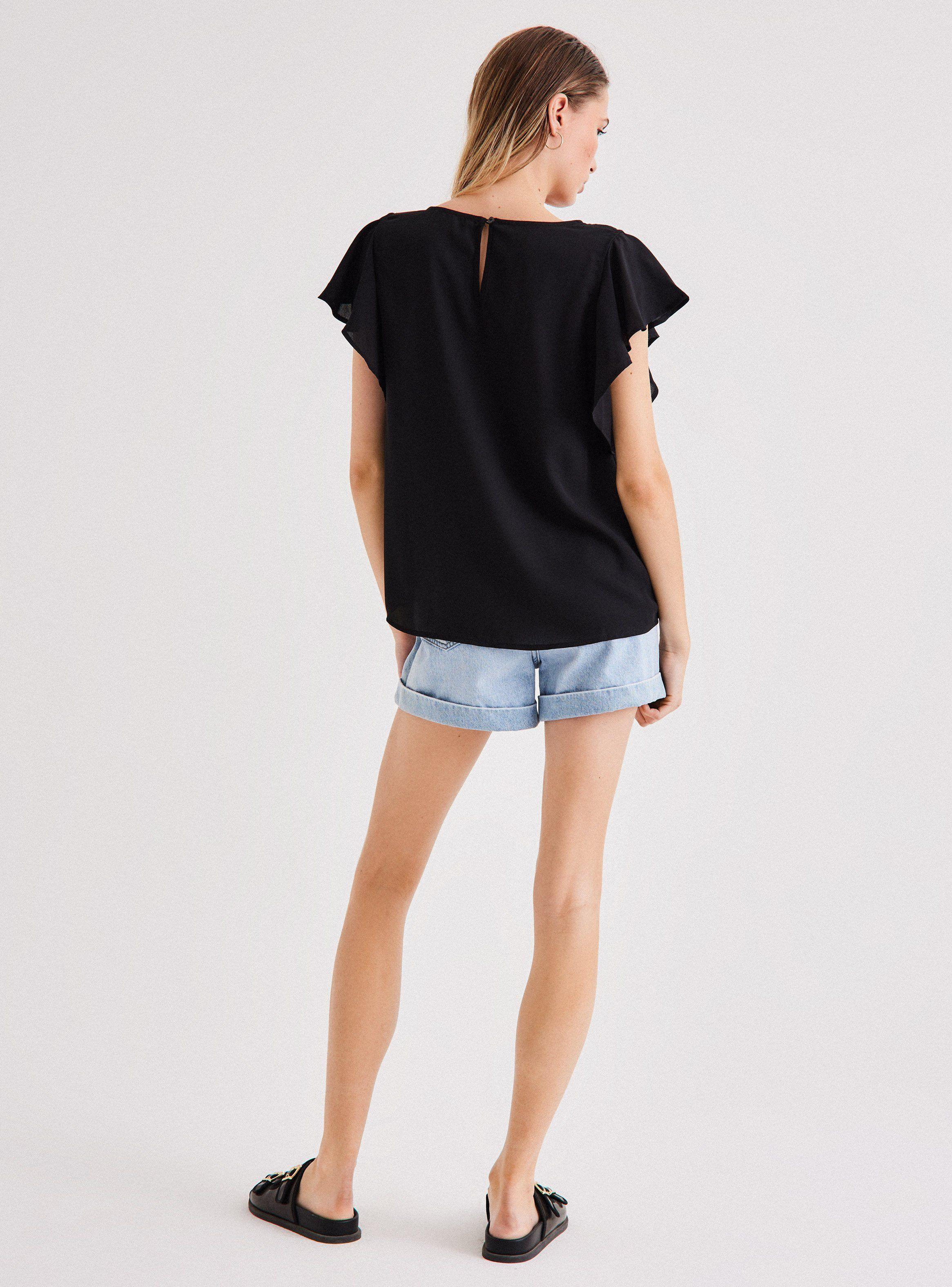 Blusa Básica Color con Manga de Vuelo-5