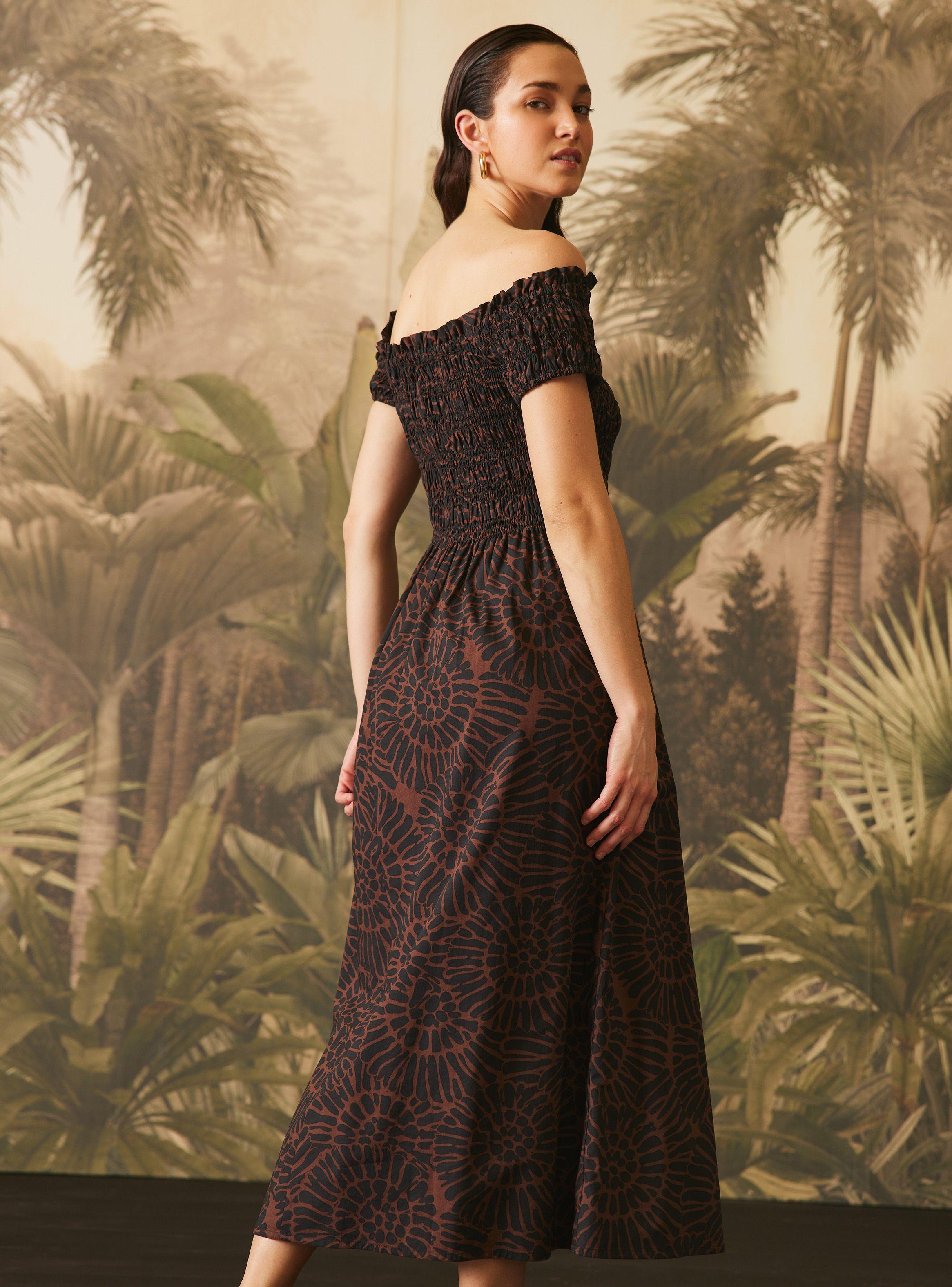 Vestido Hombros Descubiertos y Torso Elasticado-1