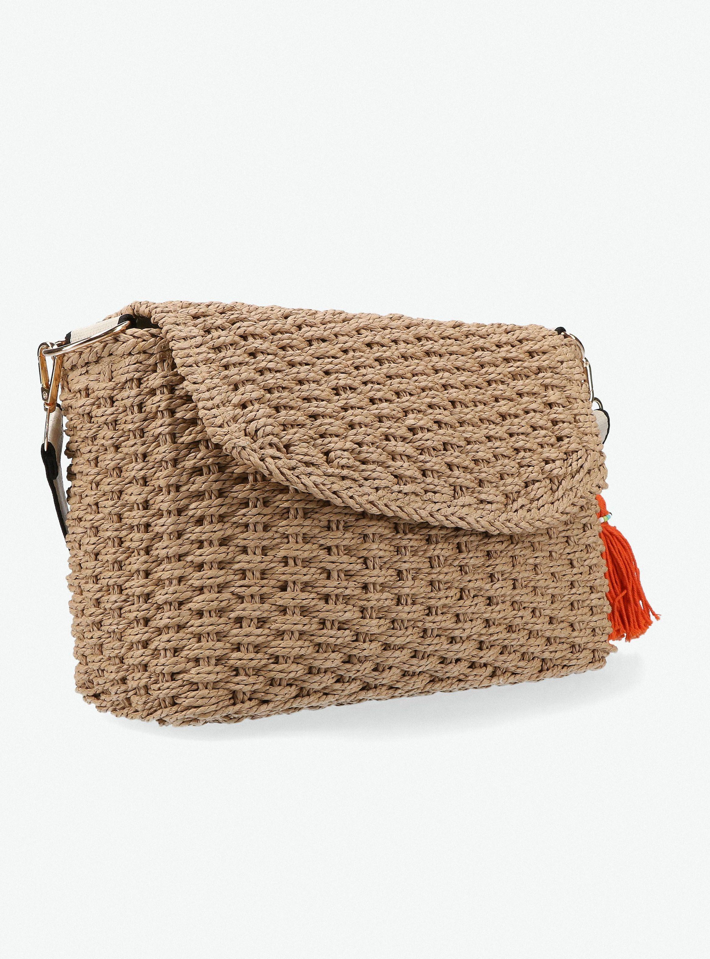 Cartera Raffia con Pompóm-3