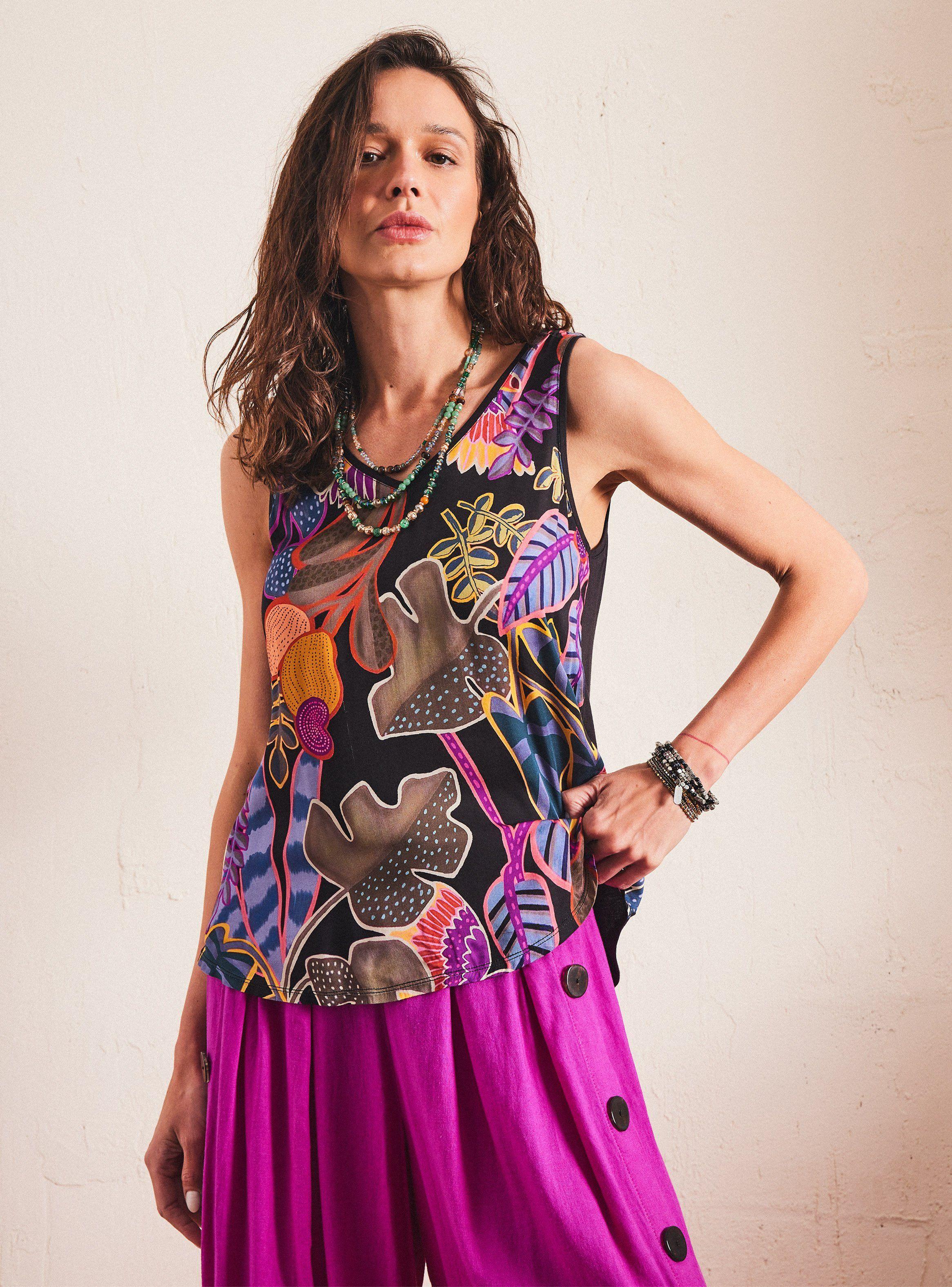 Polera Estampado Frontal Flores-0