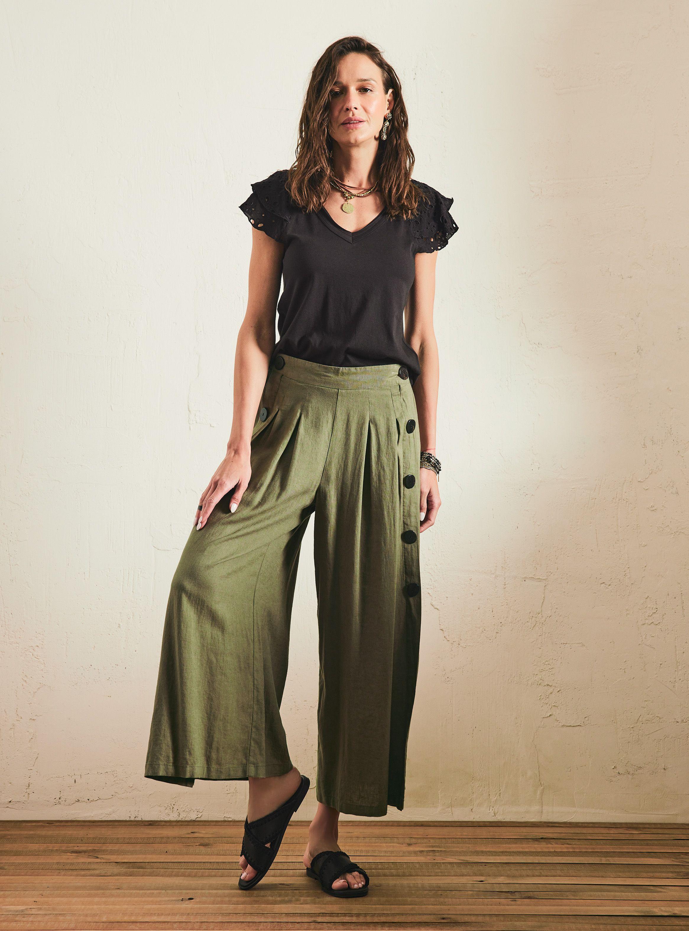 Pantalón Detalle Botones en Costados eon Lino-4