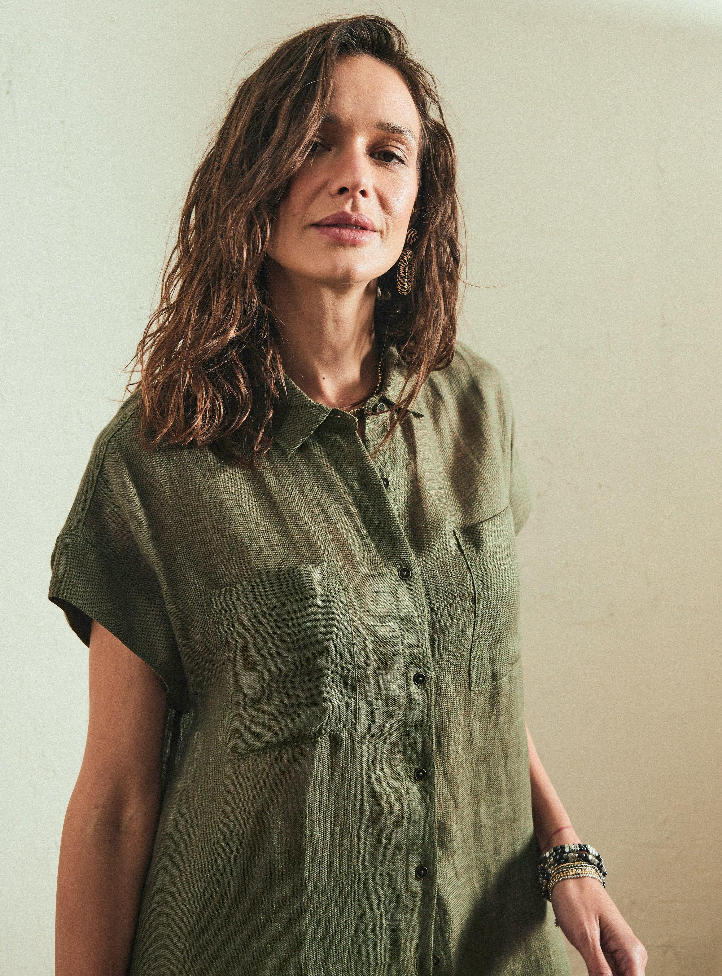 Blusa con Detalle de Abotonadura Lino-2