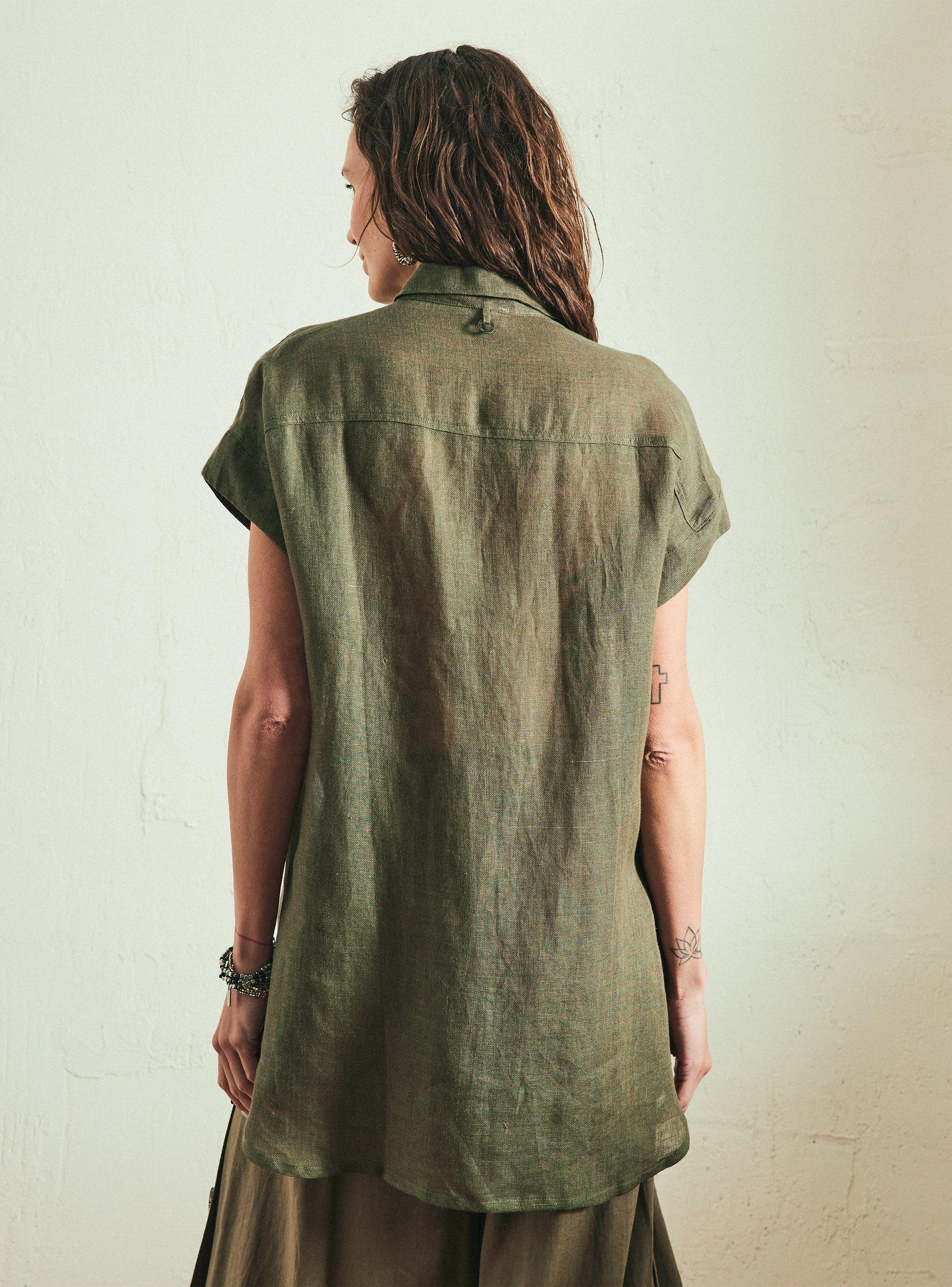 Blusa con Detalle de Abotonadura Lino-1