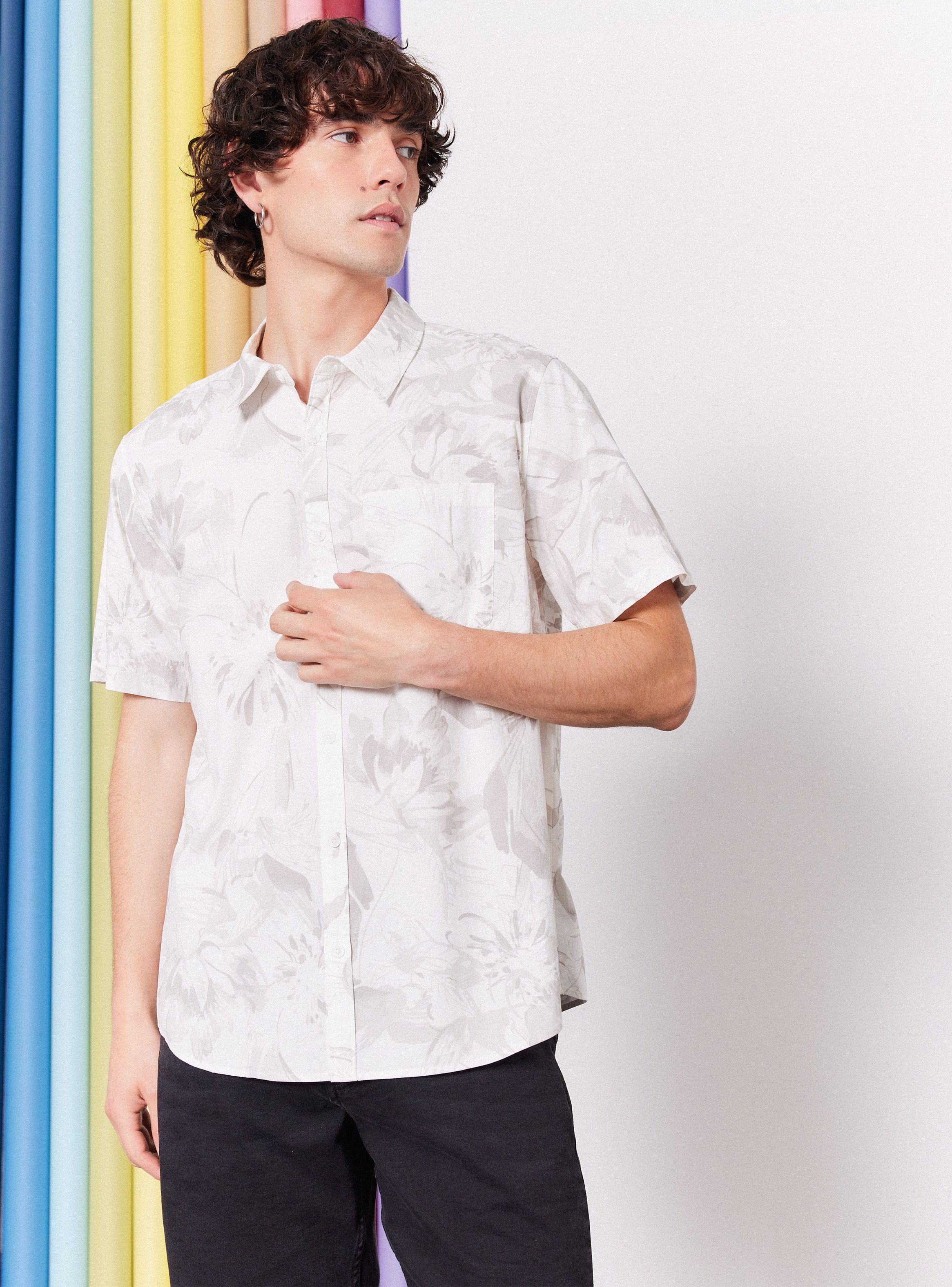 Camisa de Vestir Estampada Algodón-0