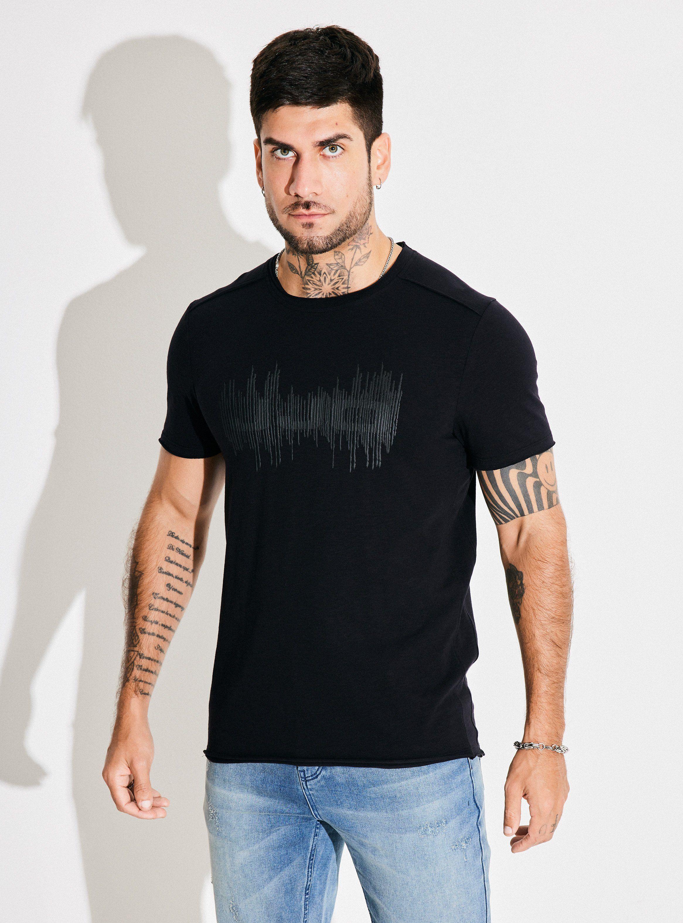 Polera Cortes Laterales Estampado Relieve-0