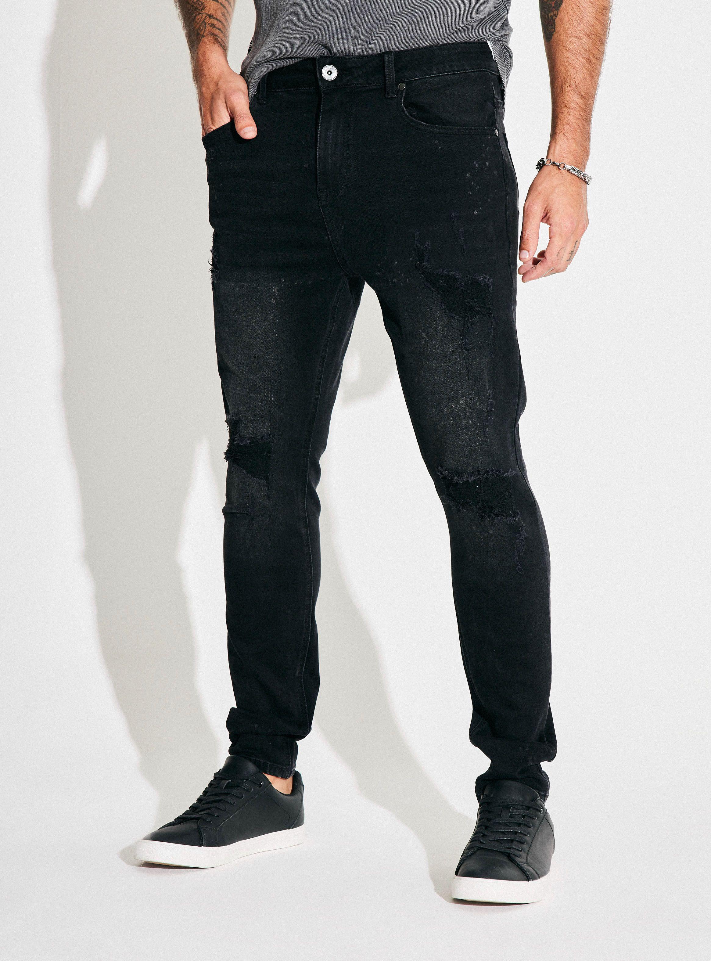 Jeans Tapered Fit Lavado Premium Manchas y Roturas-0