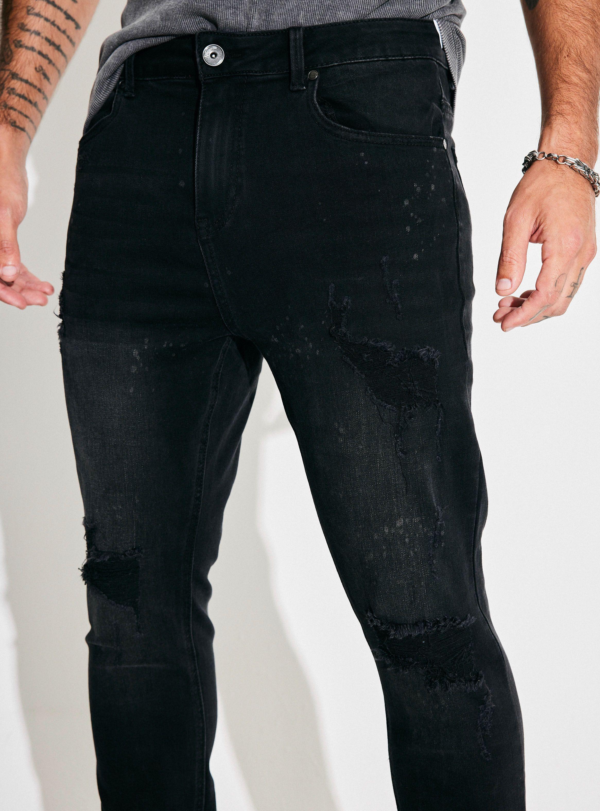 Jeans Tapered Fit Lavado Premium Manchas y Roturas-2