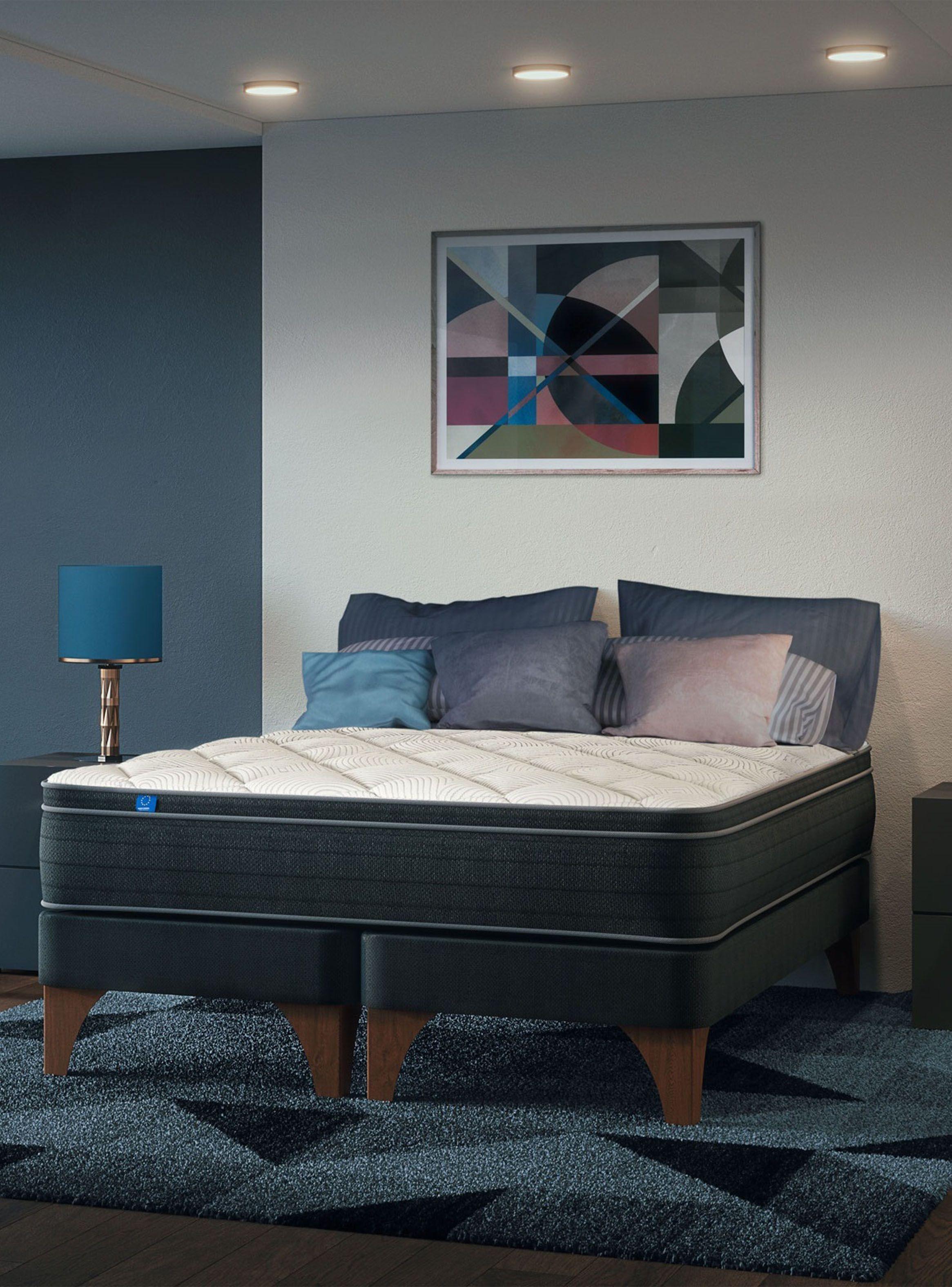 Cama Europea Nine 1.5 Plazas+ Respaldo Royal Negro-4