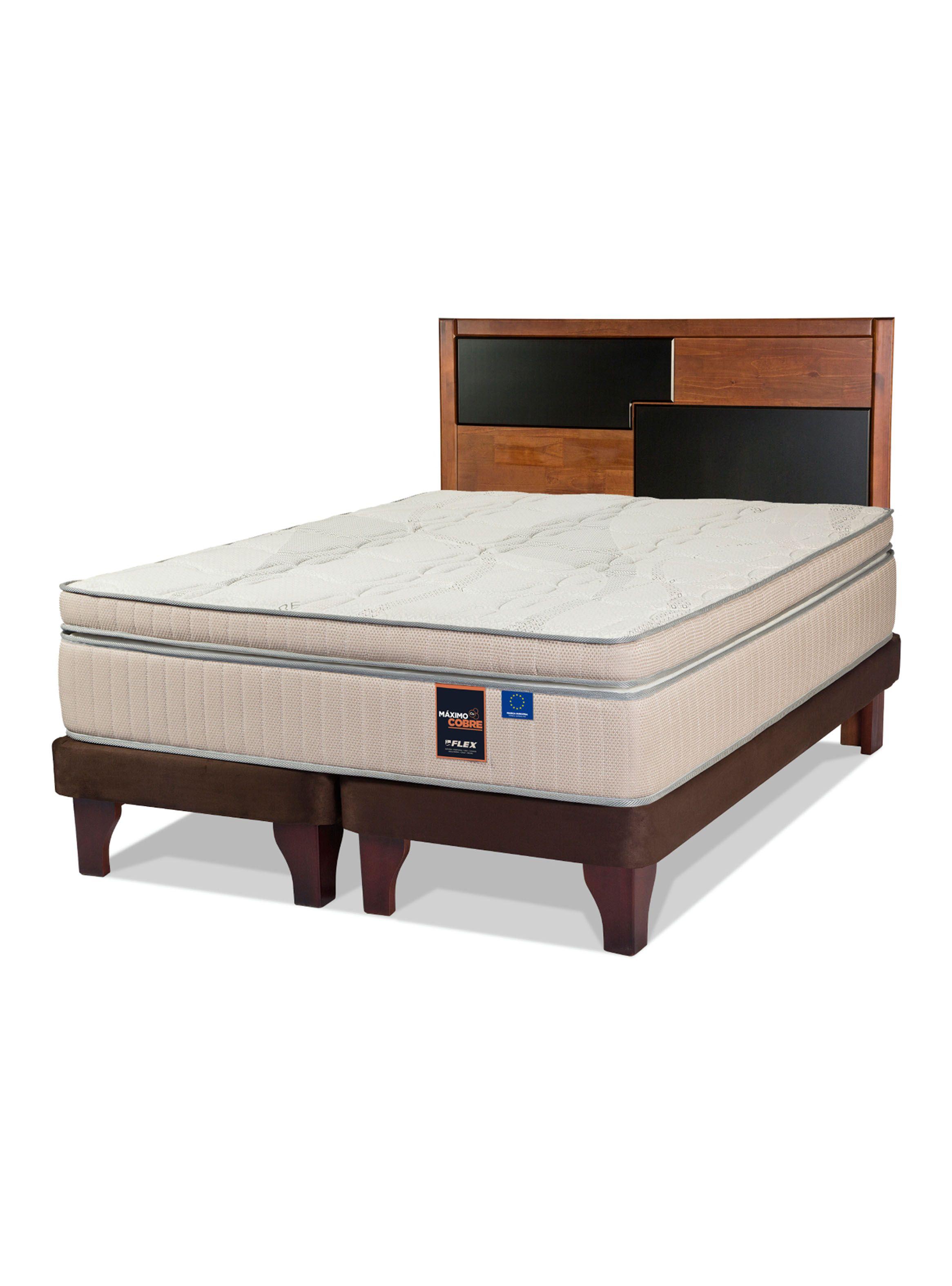 Cama Europea Máximo Cobre 2 Plazas + Respaldo Colonia-0