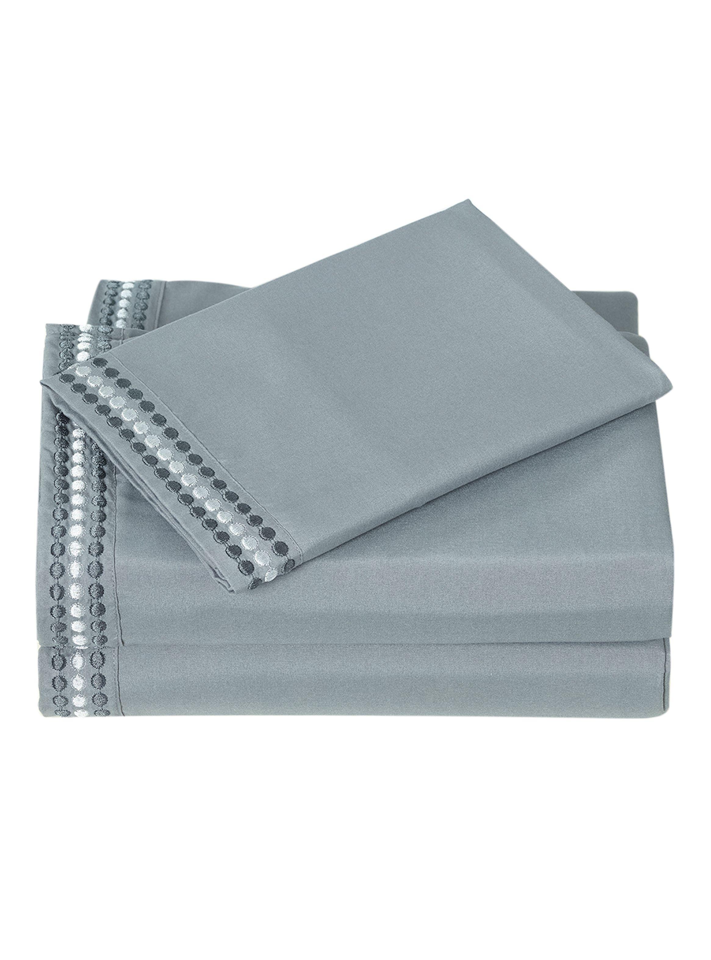 Juego de Sábanas Bordada Gris 1.5 Plazas-2