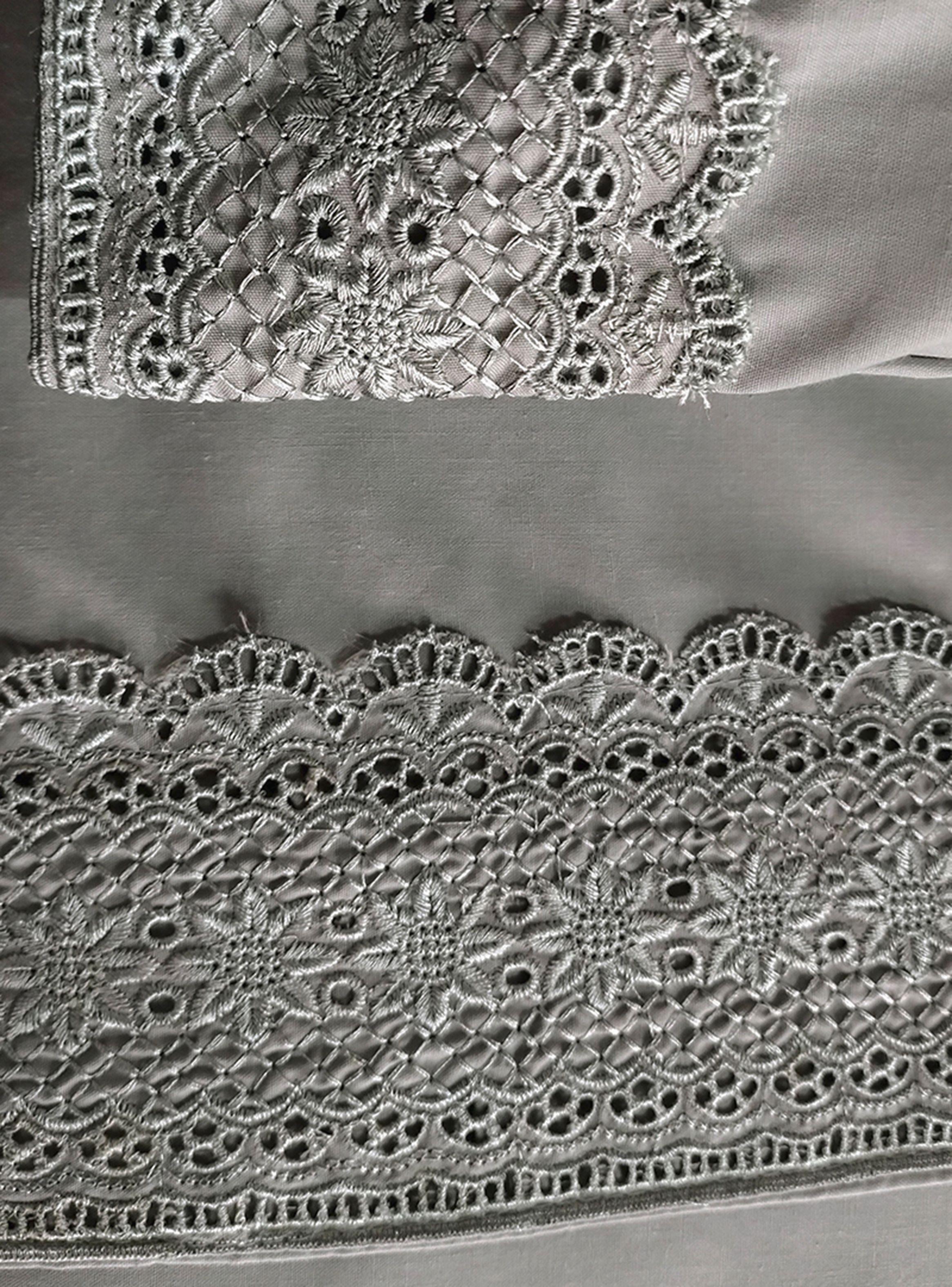 Juego de Sábanas 180 Hilos Broderi 2 Plazas Gris-2