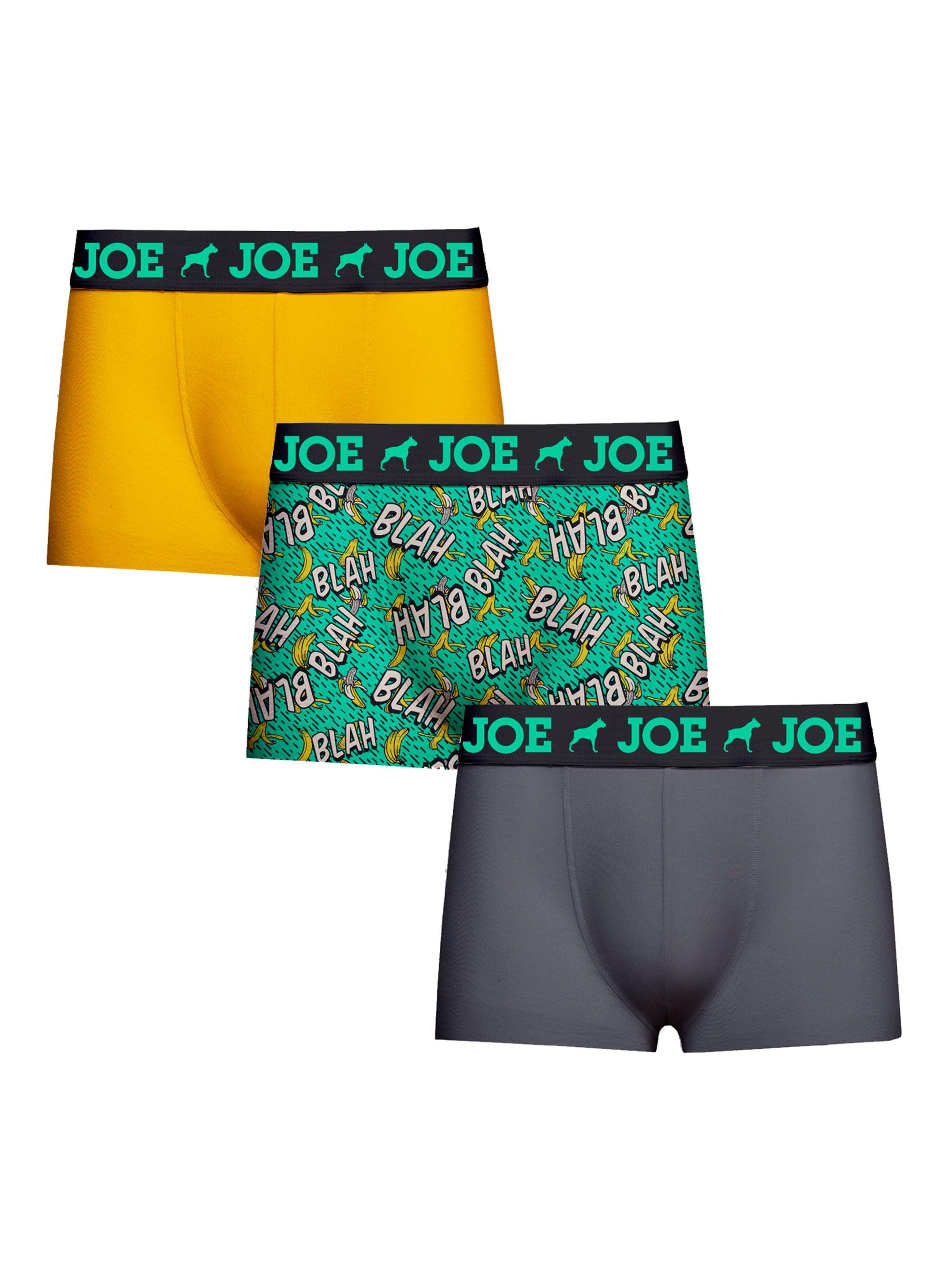 Pack 3 Boxer de Cadera Full Estampado y Liso de Joe Boxer