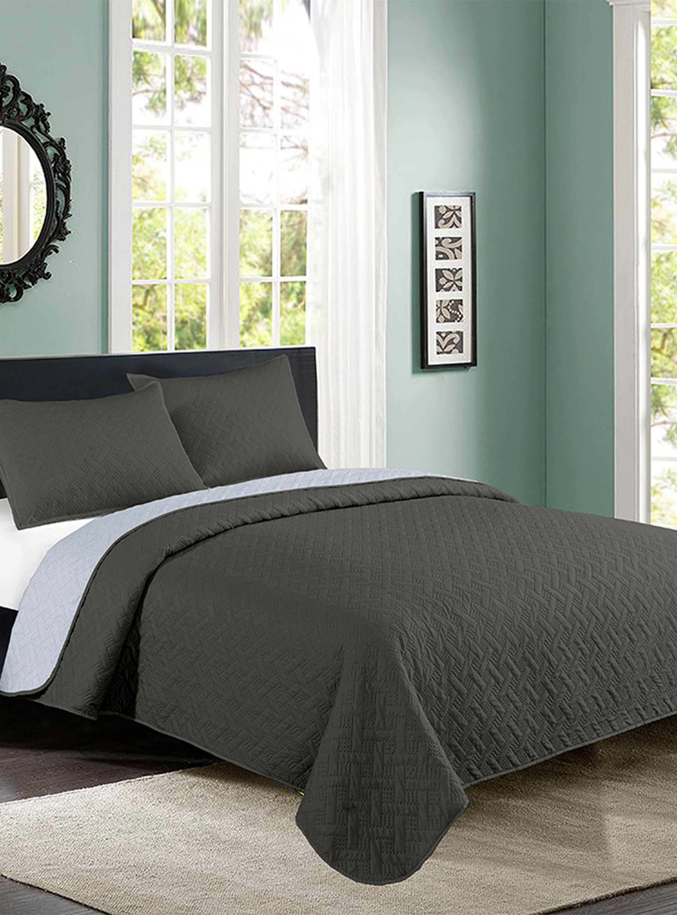 Quilt Bicolor 2 Plazas Black-Gray-0