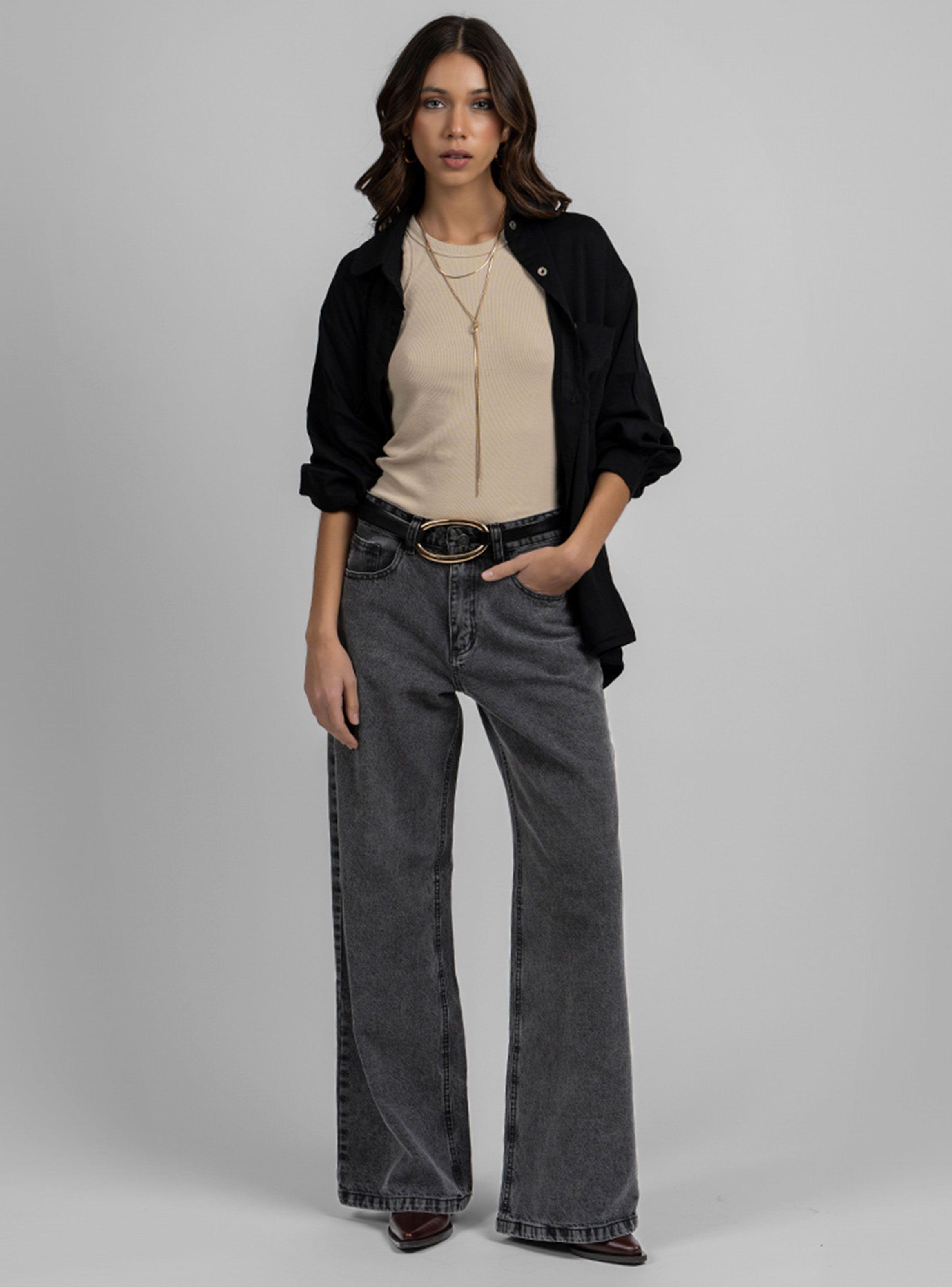 Jeans Josefa Wide Leg Cierre Gris-3
