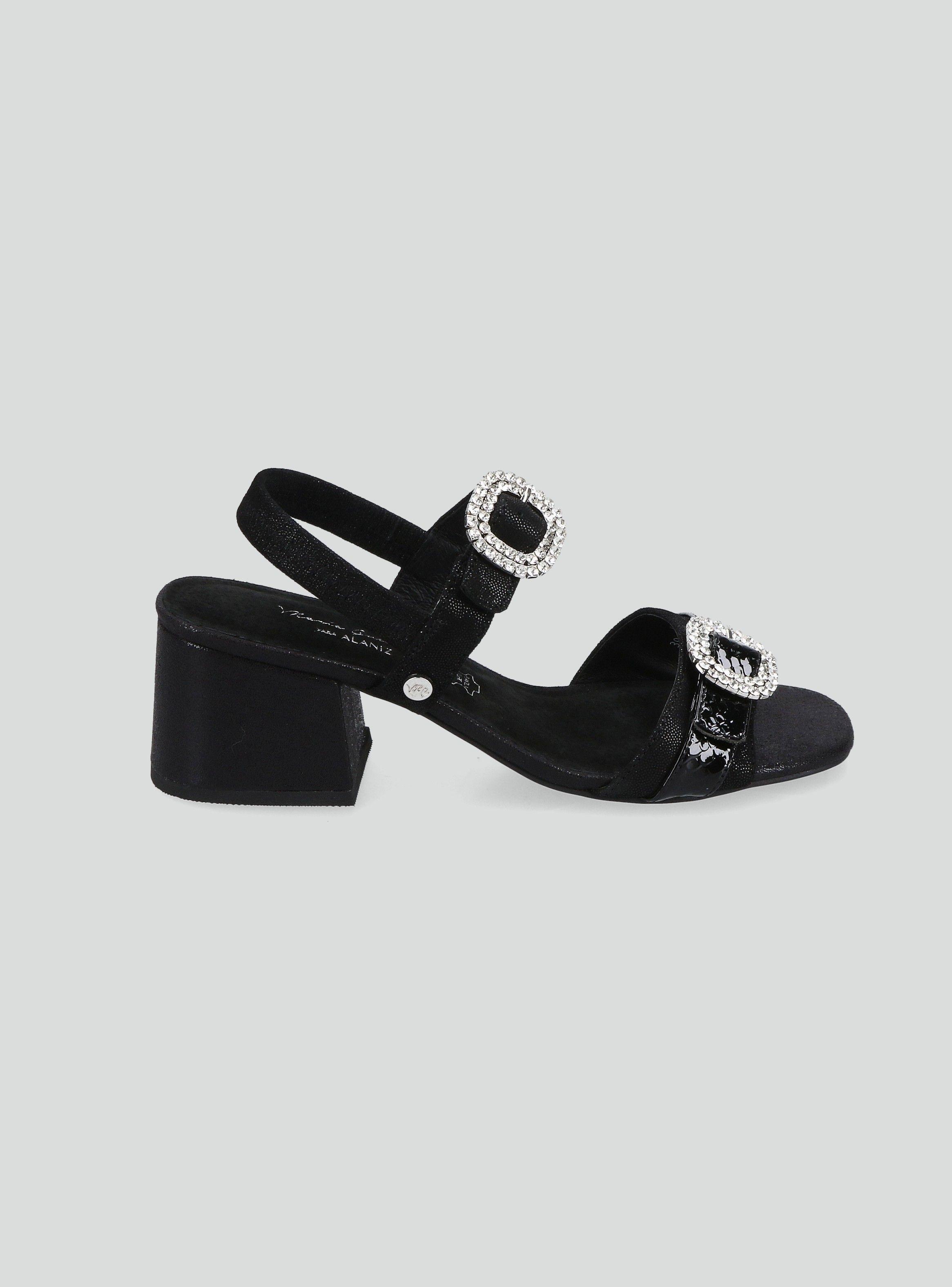 Sandalia Cuero Metalizado Colaboración María Guldman Mujer-1