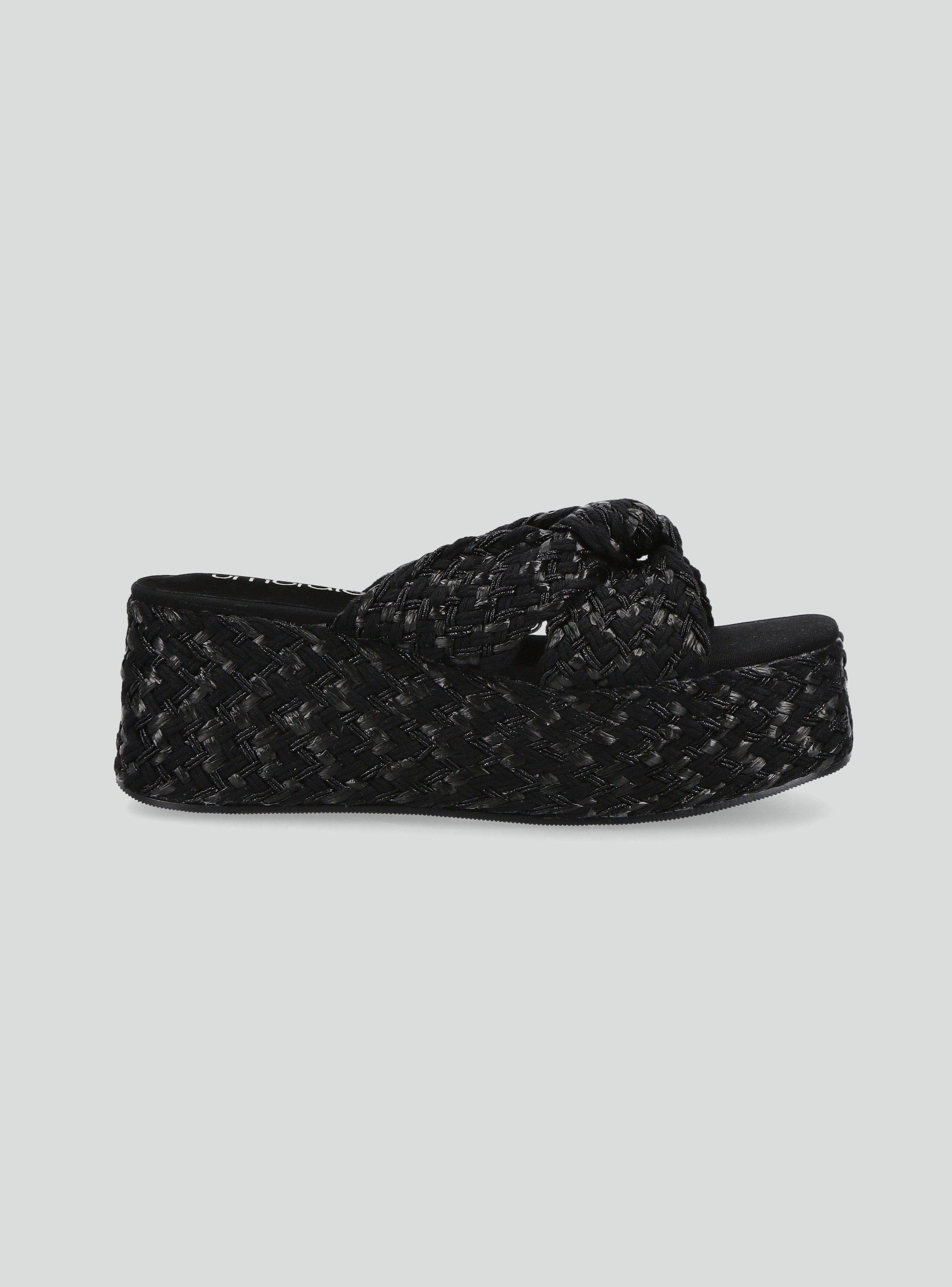 Sandalia Plataforma Raffia Bicolor Mujer-1
