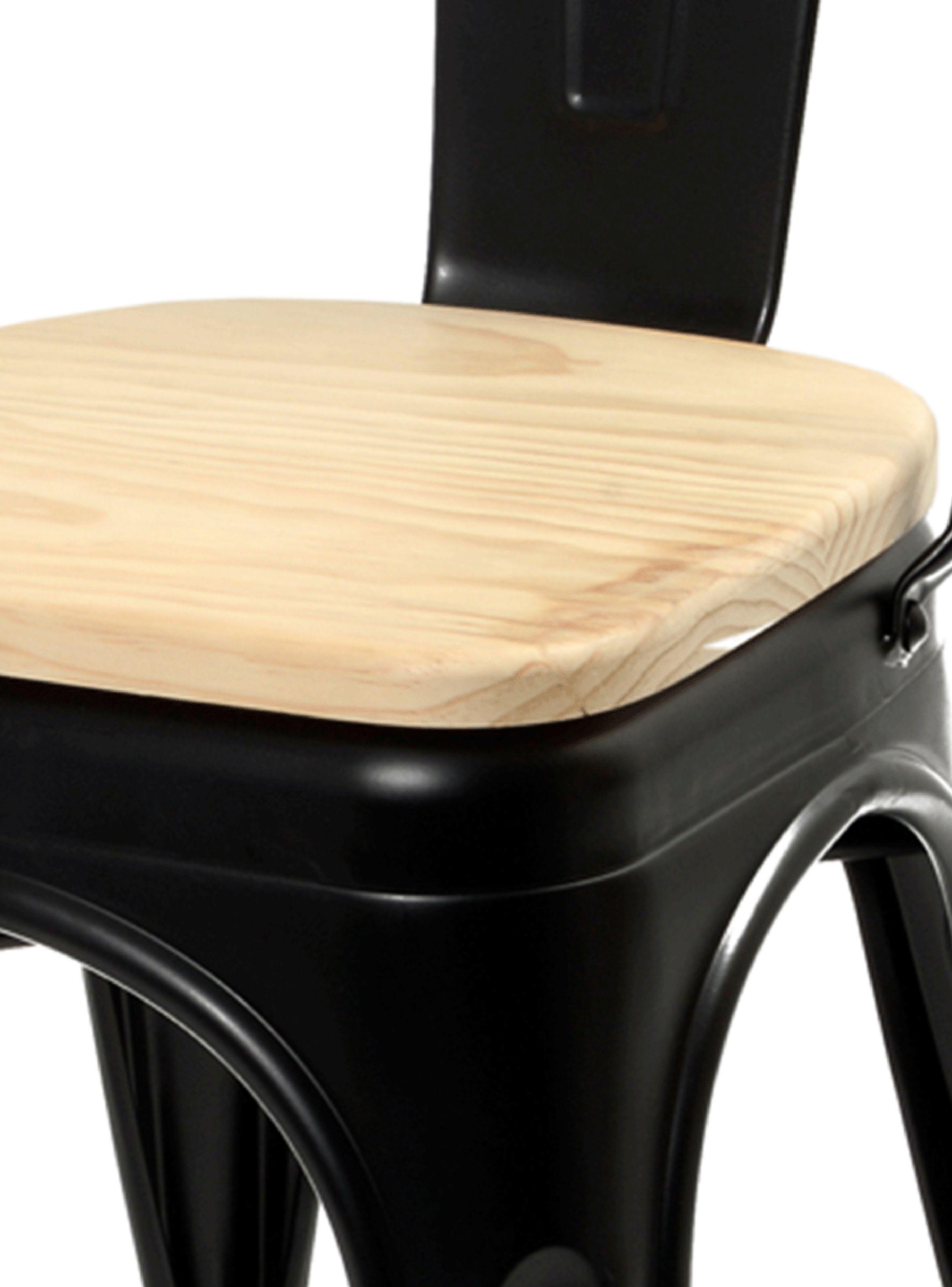 Pack 4 Sillas Tolix con Asiento Madera-3