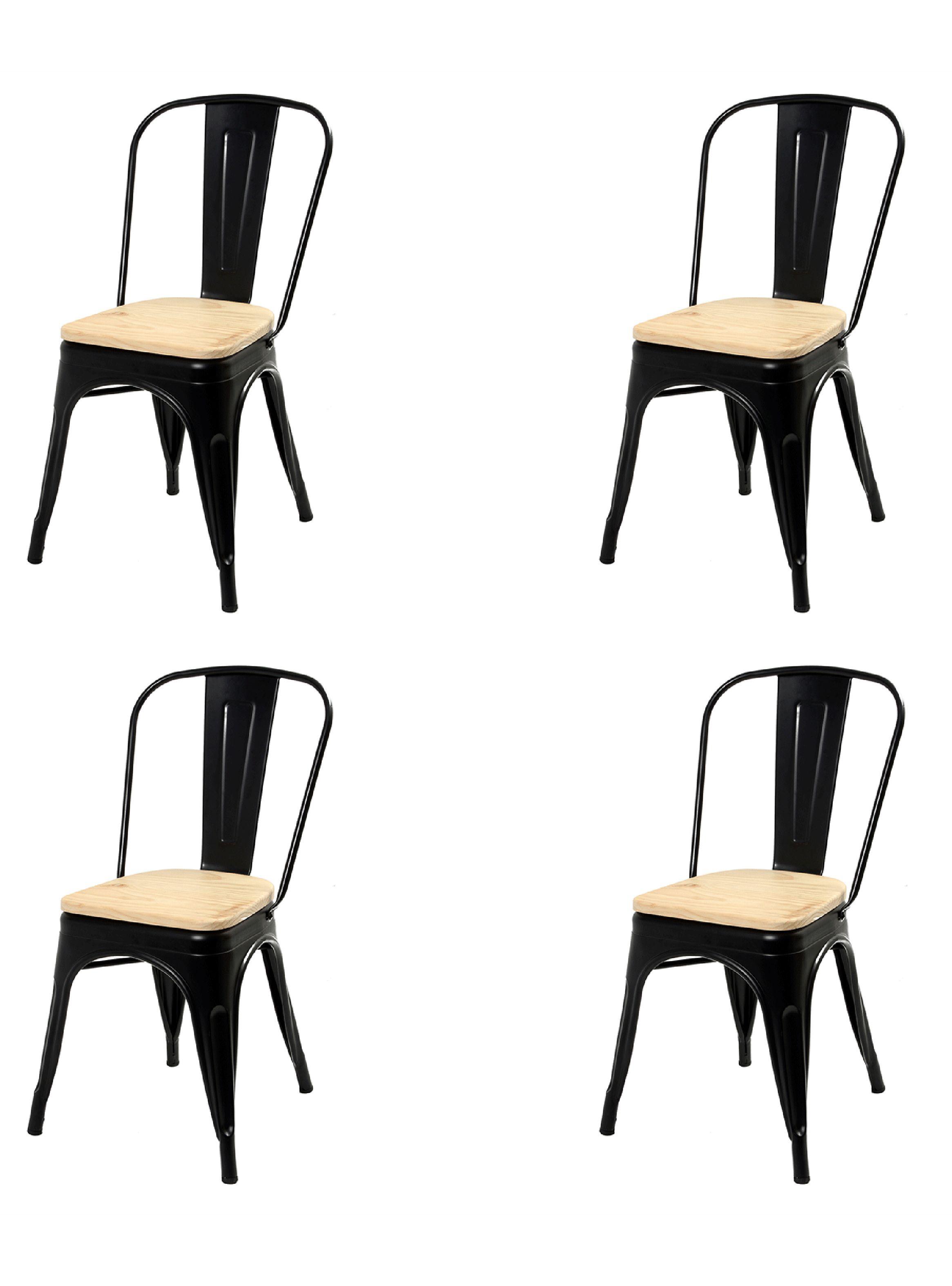 Pack 4 Sillas Tolix con Asiento Madera-0