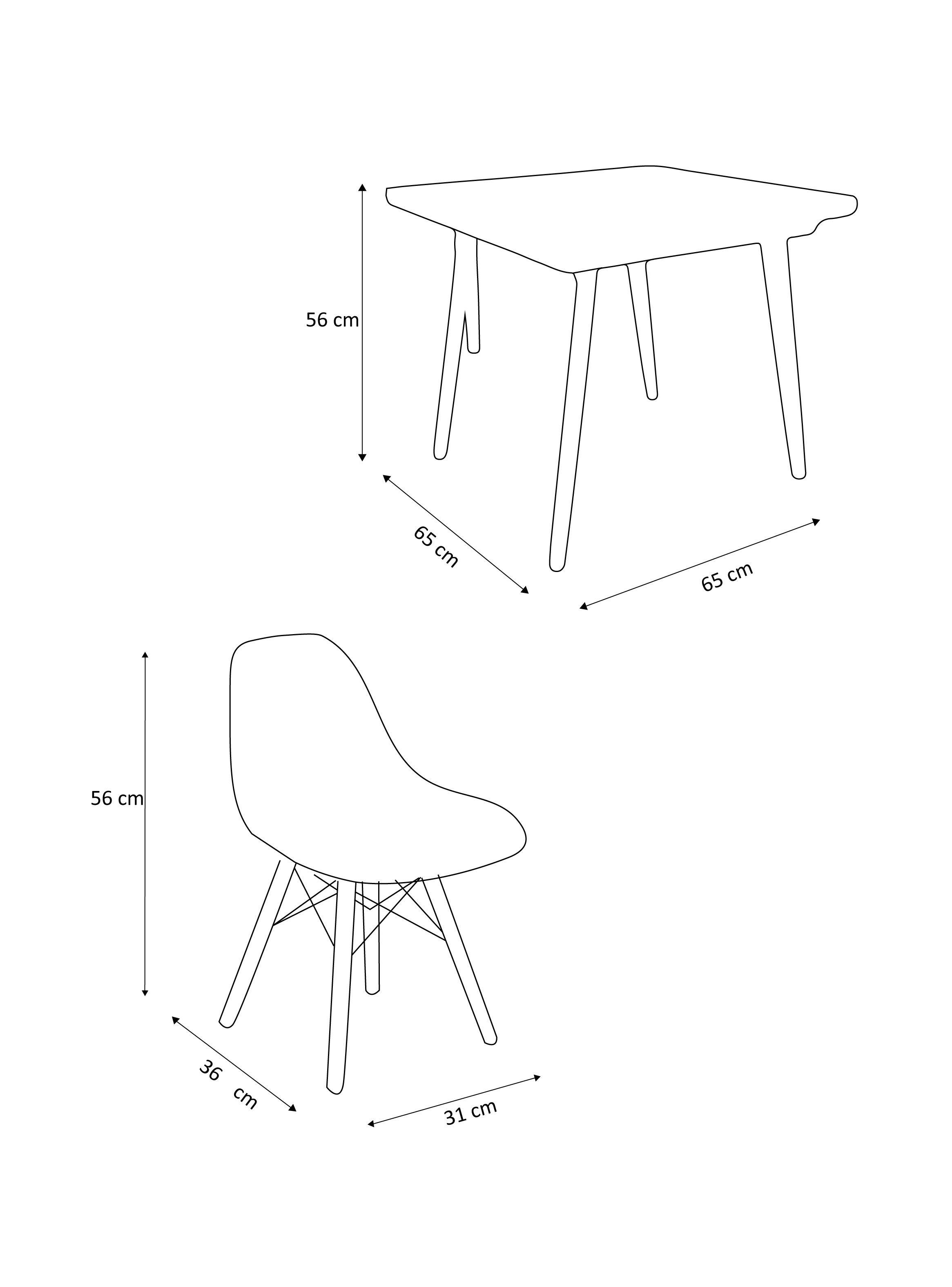 Mesa Infantil Eames Cuadrada Blanca + 2 Sillas-1