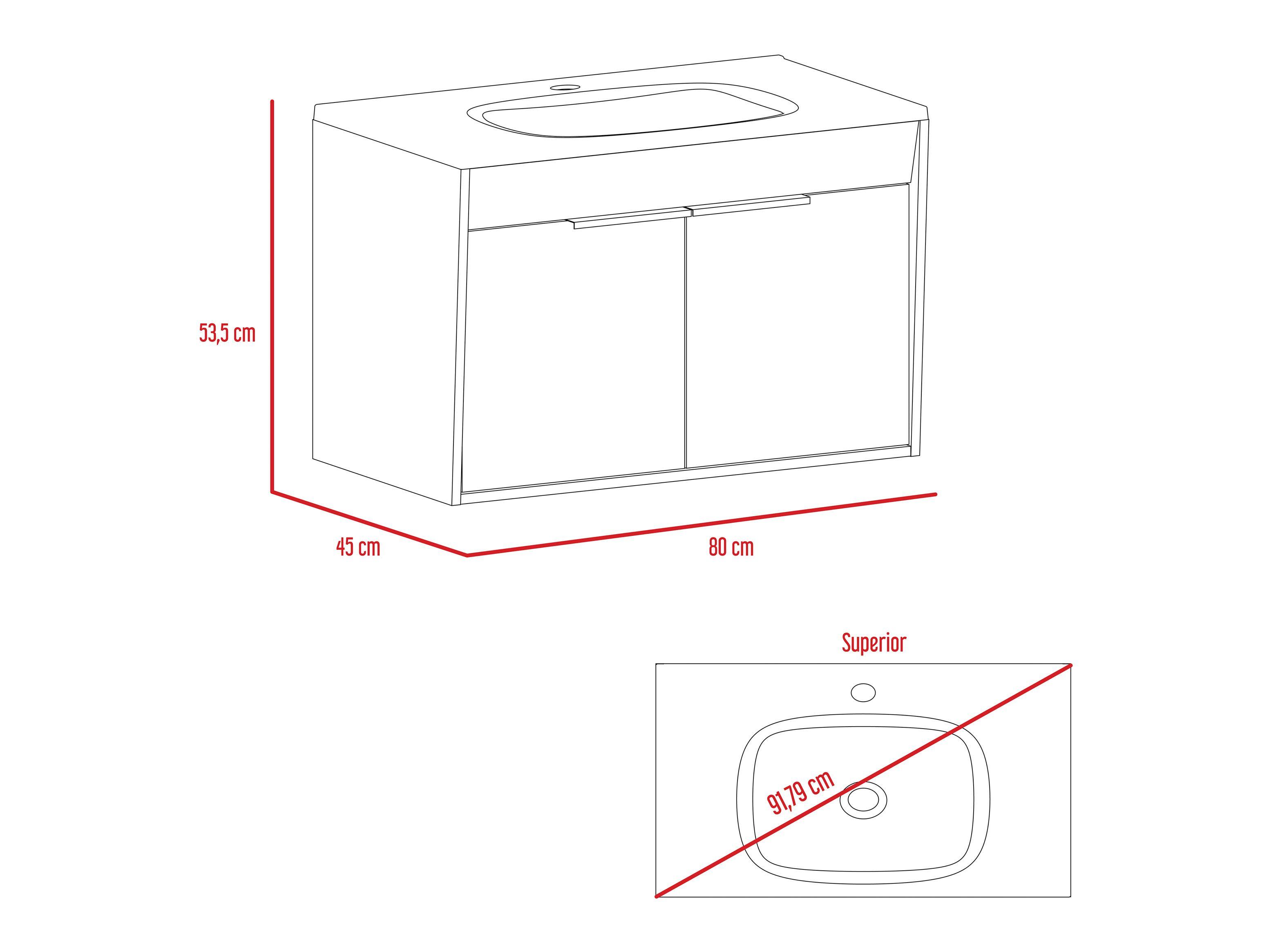 Mueble Lavamanos Carter Flotante Duna Blanco 2P 80 cm-2