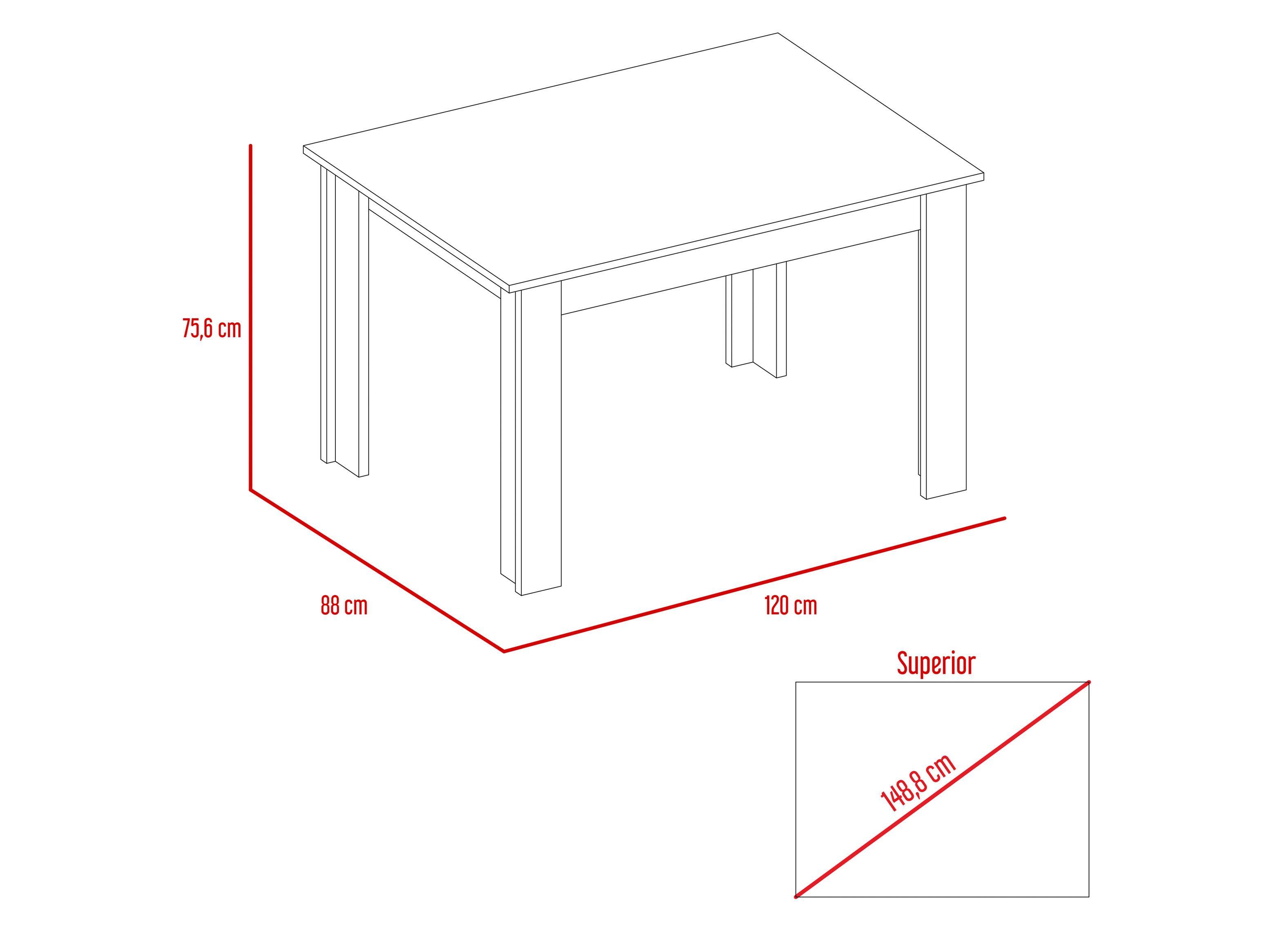 Mesa de Comedor Portofino Rovere 120 cm-2
