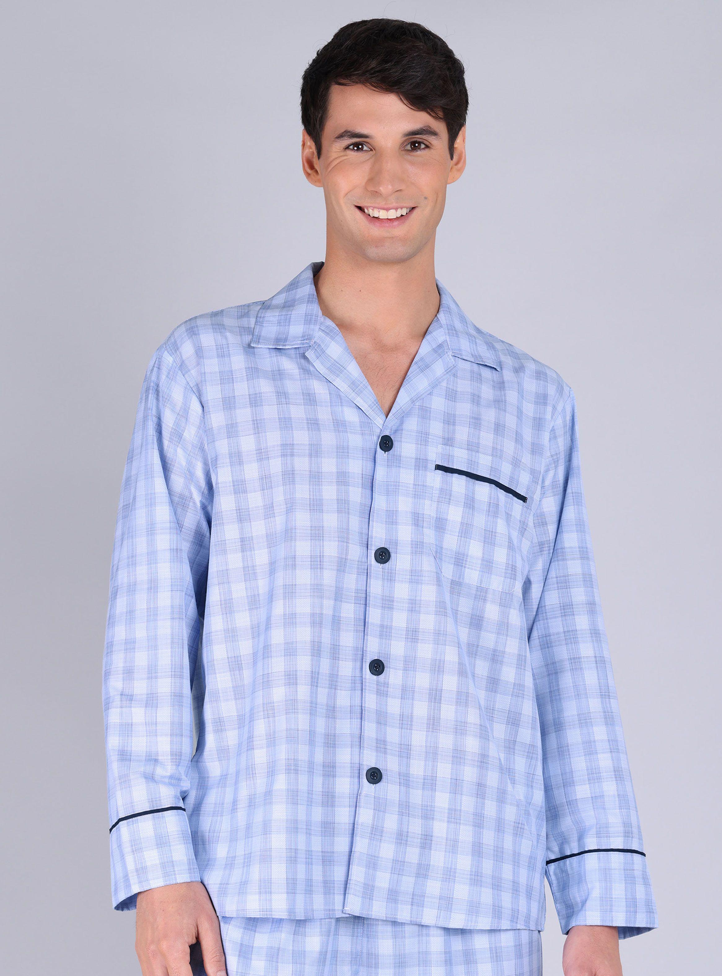 Pijama Largo Azul 2 Piezas Manga Larga-2