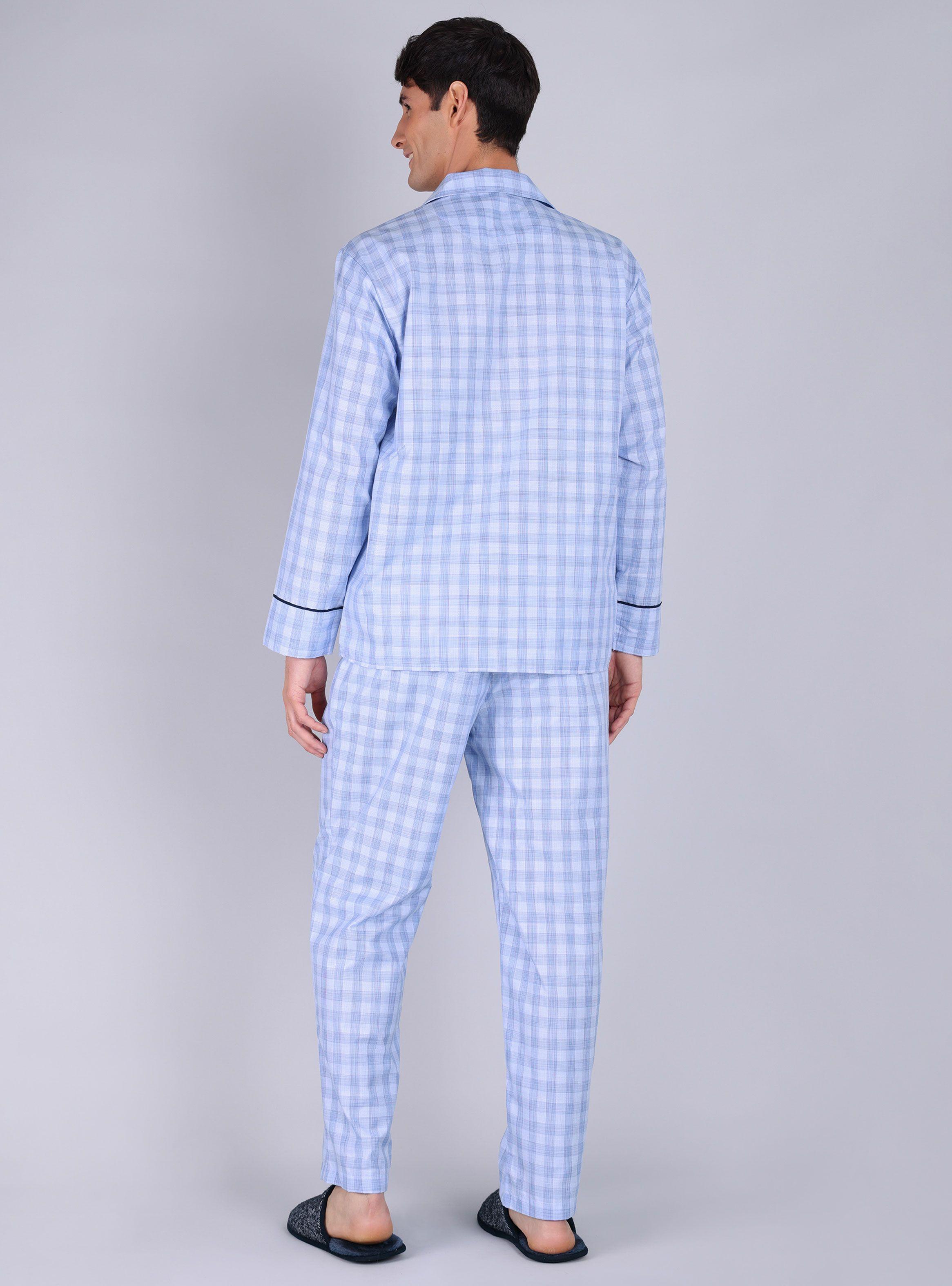 Pijama Largo Azul 2 Piezas Manga Larga-1