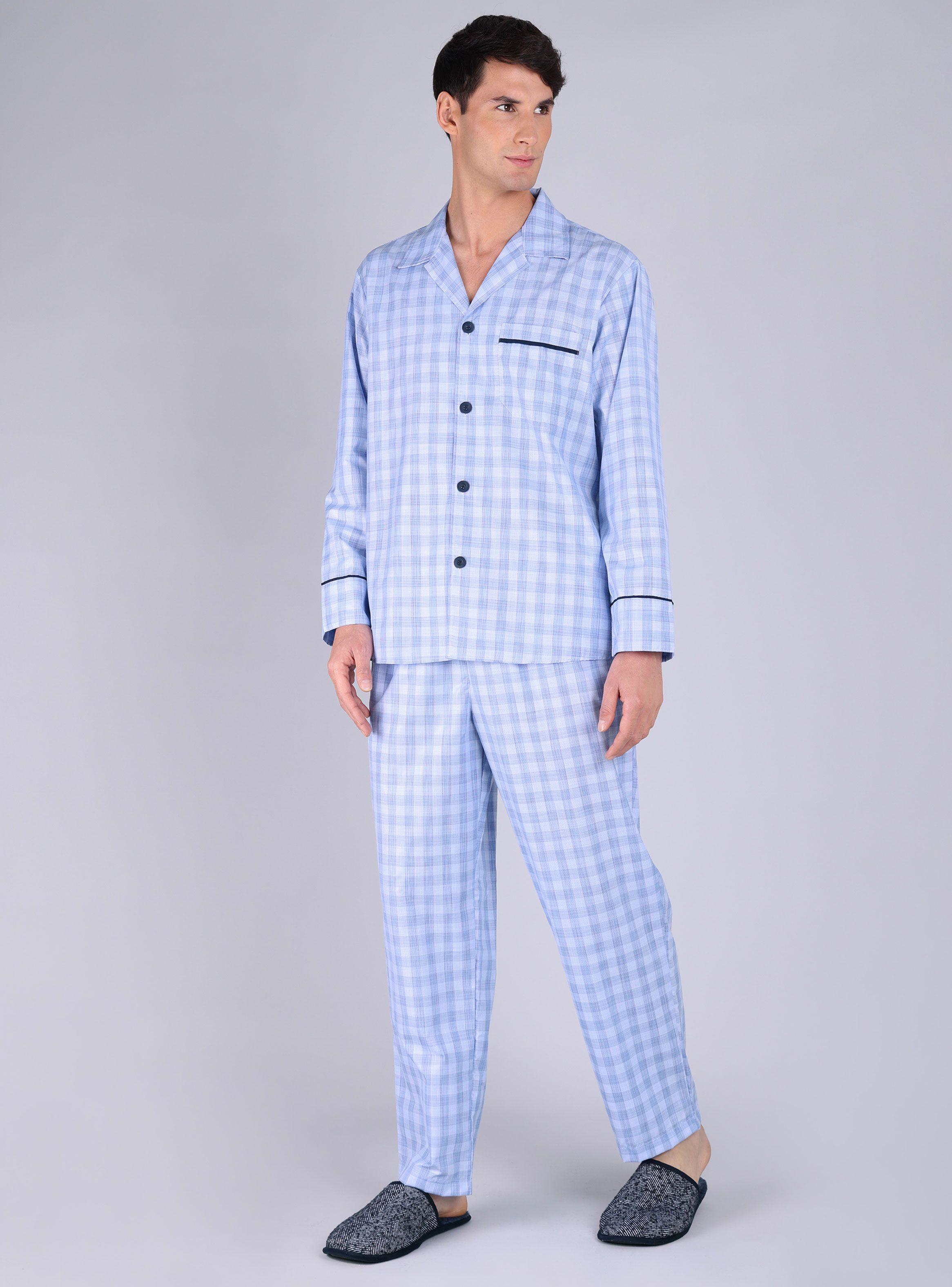 Pijama Largo Azul 2 Piezas Manga Larga-0