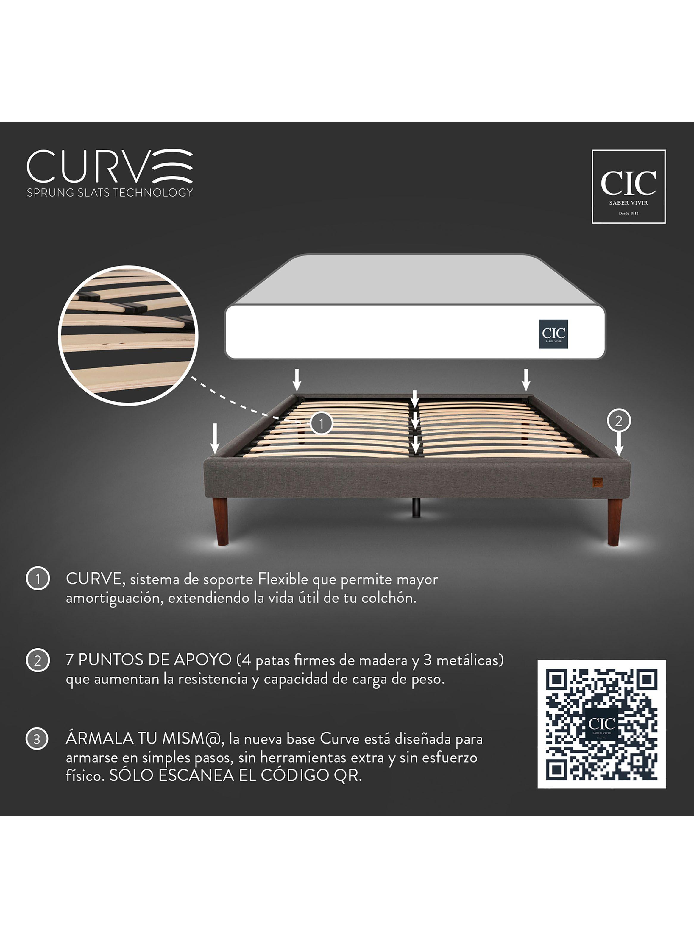 Cama Europea Curve Lux 2 Plazas Long Base Normal-9