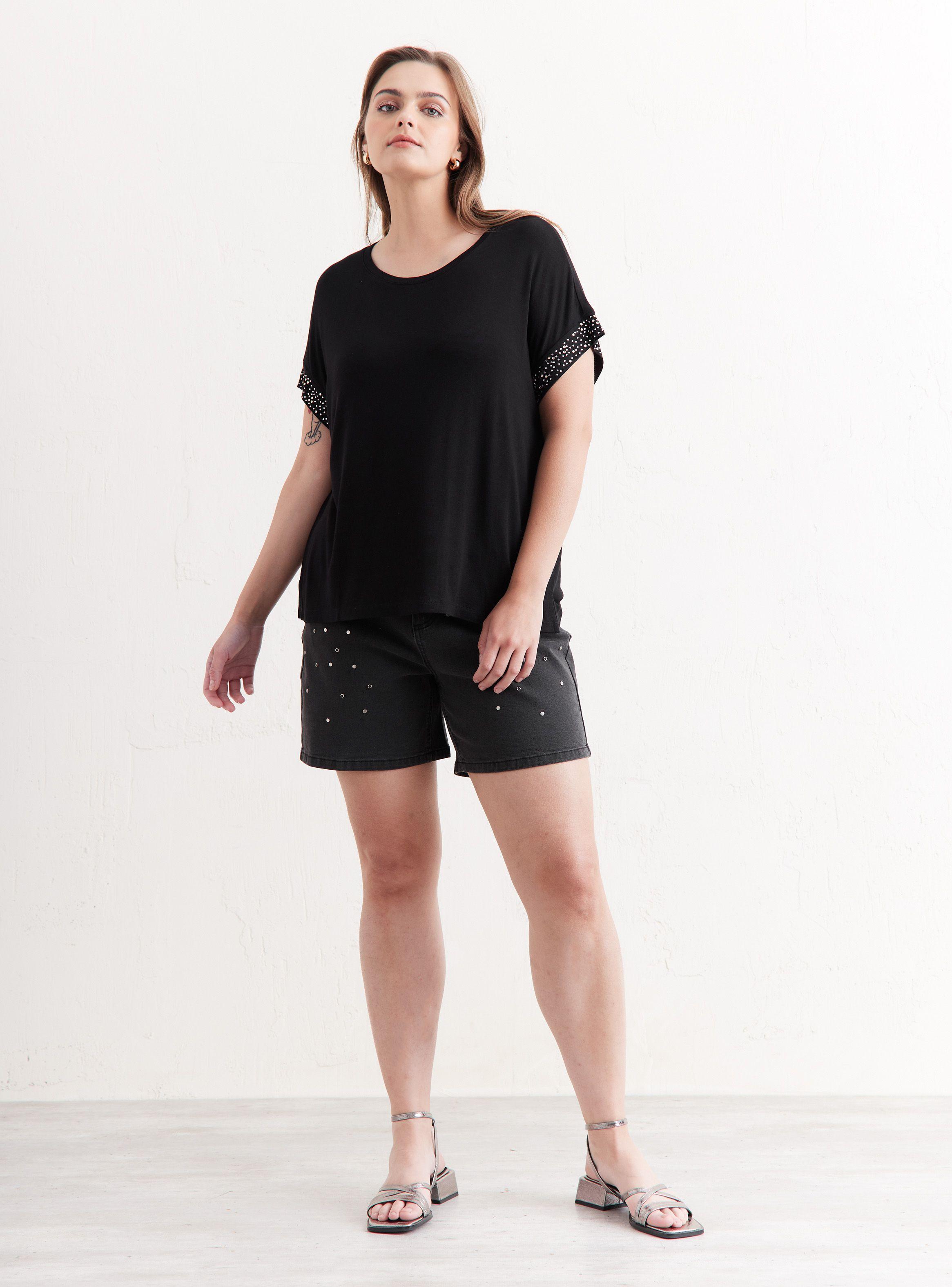 Polera Aplicación Strass en Puño-4
